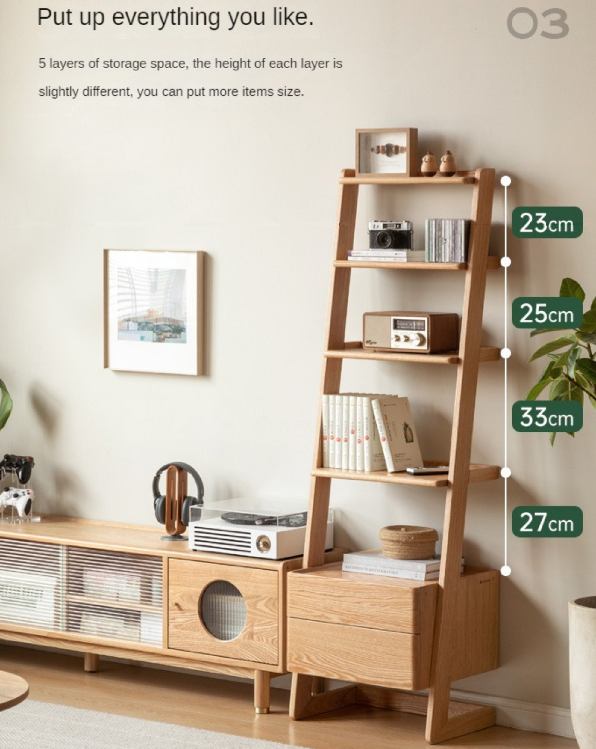Solid Oak Wood Side Cabinet - Trapezoidal Storage Shelf for Living Room, Bedroom & Office Organization | Rustic Home Decor Furniture