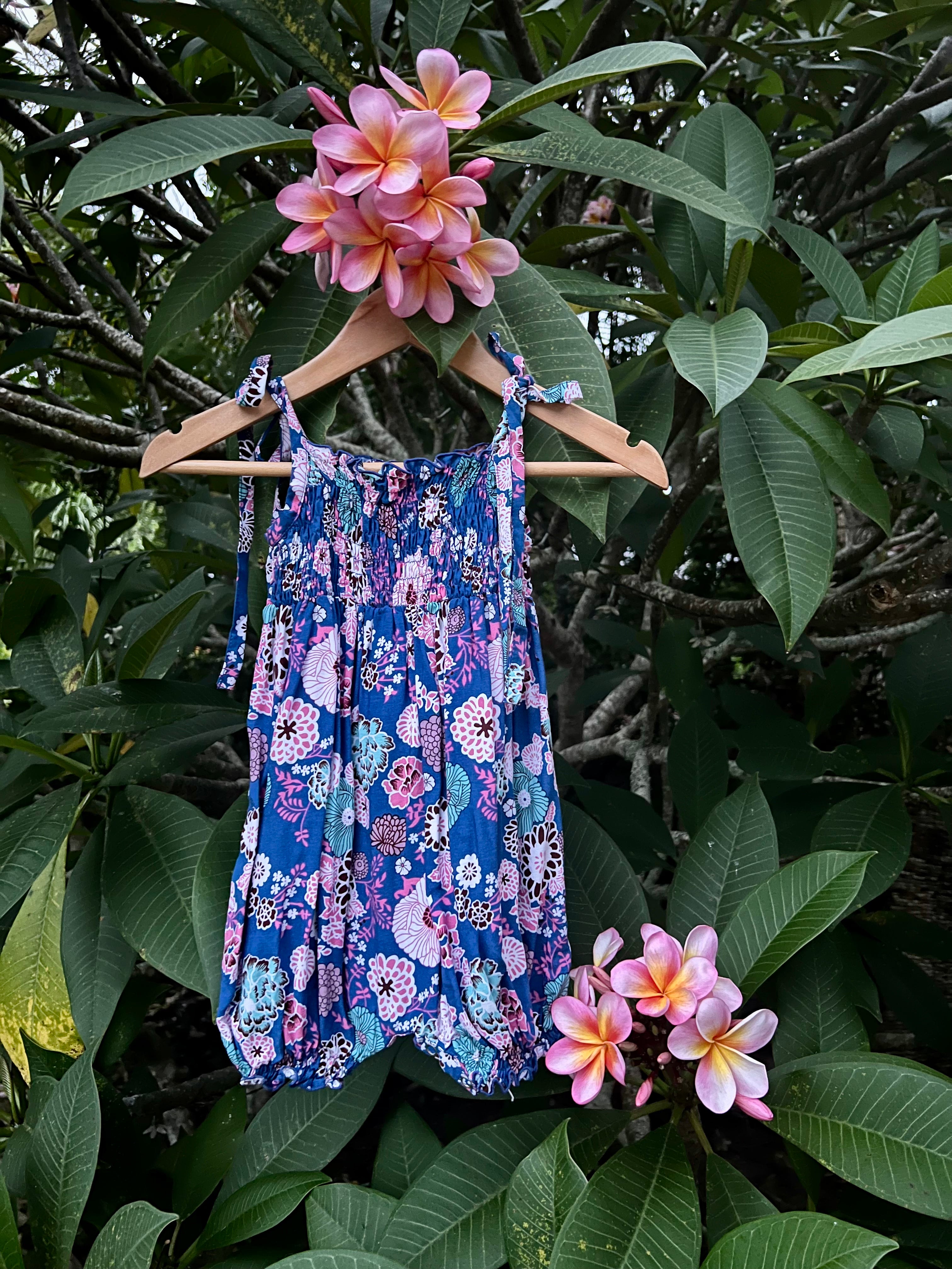 MilaMeli Baby Chloe Jumpsuit - Cobalt Blue Sakura Print Romper for Girls | Soft Cotton Infant Outfit for Playdates, Photo Shoots & Special Occasions