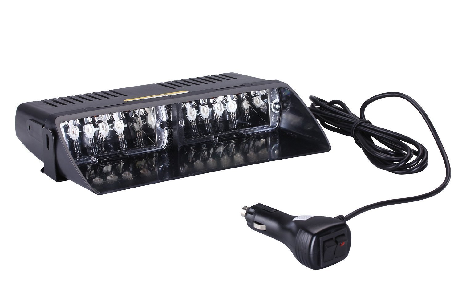 12 RGB Strobe LED Light with 8 Flashing Modes - Multi-Color Emergency Vehicle Dash Warning Light with On/Off Switch & Cigarette Adapter - Perfect for Police Cars, Ambulances, Construction Vehicles & Roadside Emergencies