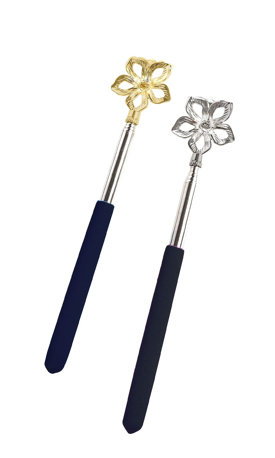 Extendable Telescopic Back Scratcher - Portable Metal Back Scratcher with Ergonomic Rubber Handle, Handheld Massager for Itch Relief (2 Pack) - Perfect for Travel, Office & Home Use