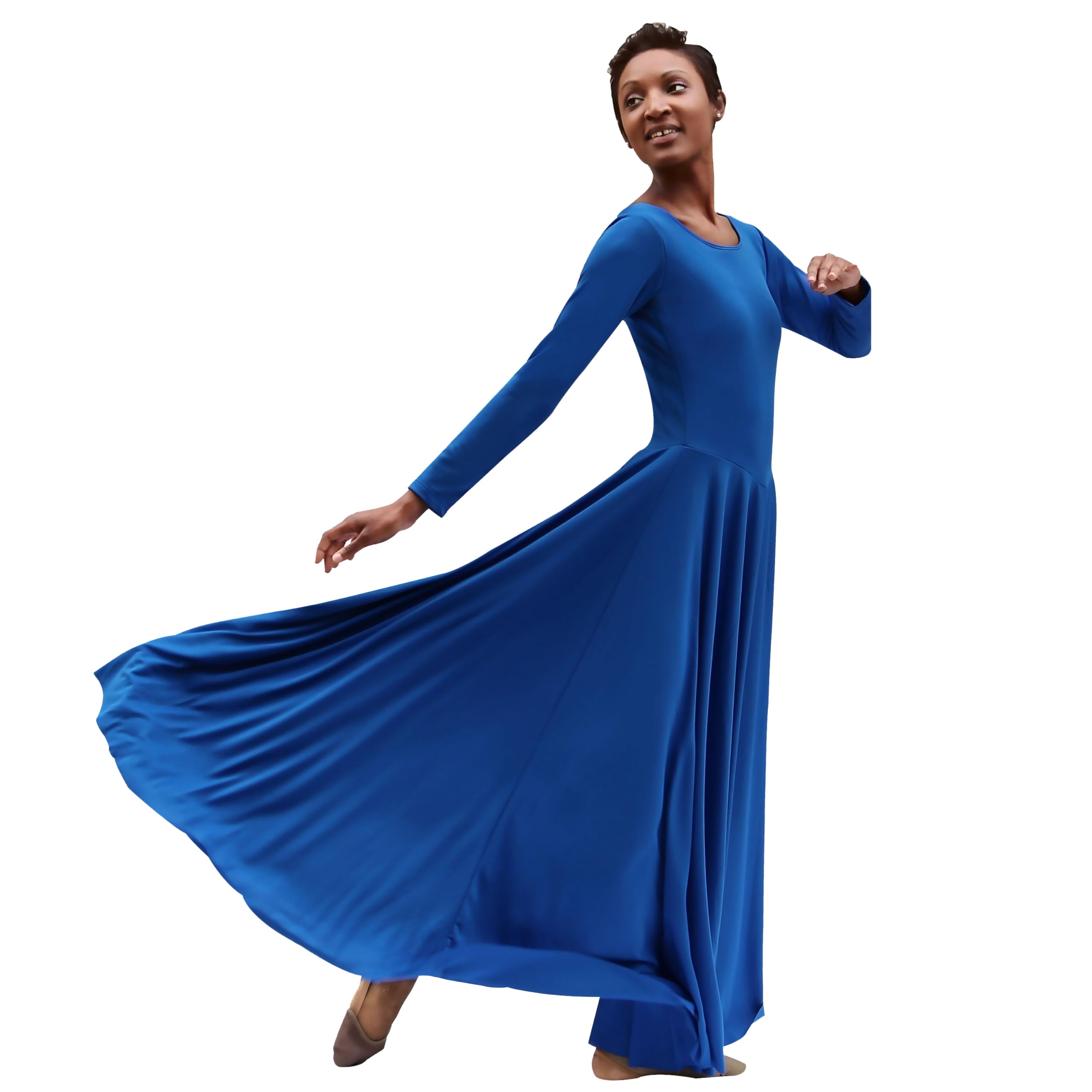 Eurotard Women's 13524 Long Sleeve Worship Dance Dress - Liturgical & Praise Performance Costume for Church Services, Choir Performances and Sacred Dance Events