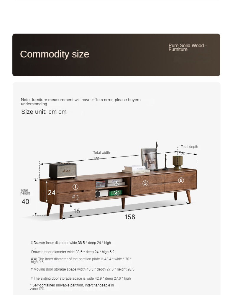 Solid Oak Wood TV Stand with Sliding Doors - Rustic Modern Entertainment Center for Living Room, Bedroom, or Home Theater