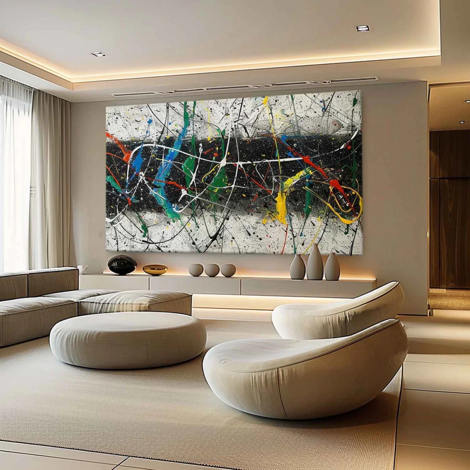 Pollock Art #JP010 - Abstract Drip Painting Inspired by Jackson Pollock - Perfect for Modern Home Decor & Office Wall Art