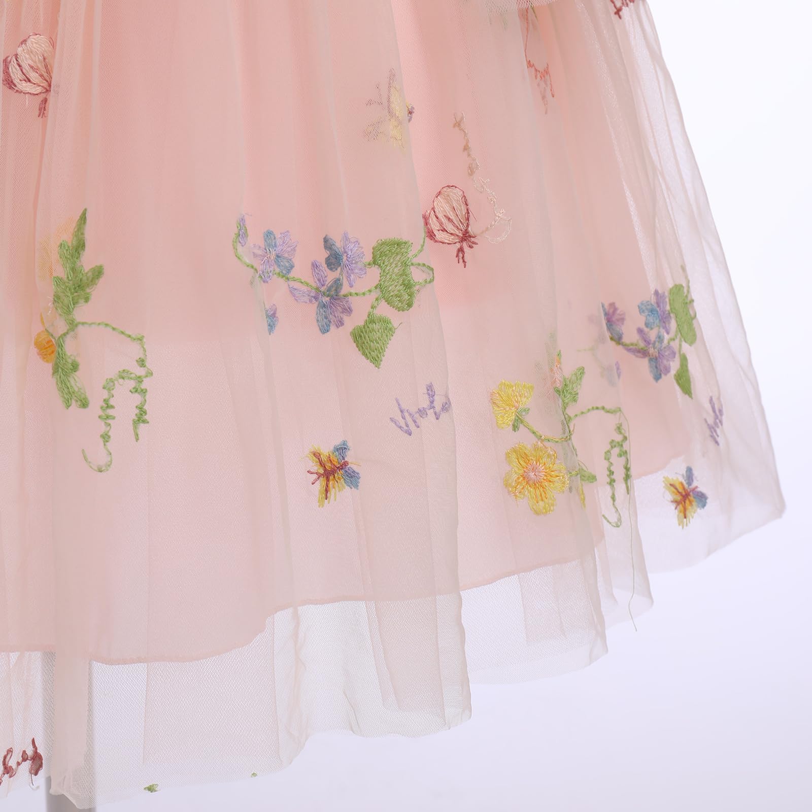 Baby Flower Girl Dress - Sleeveless Spaghetti Strap Floral Embroidered Princess Tutu Dress for Toddler Birthday Party & Fairy Wedding - Perfect for Pageants, Photo Shoots & Special Occasions