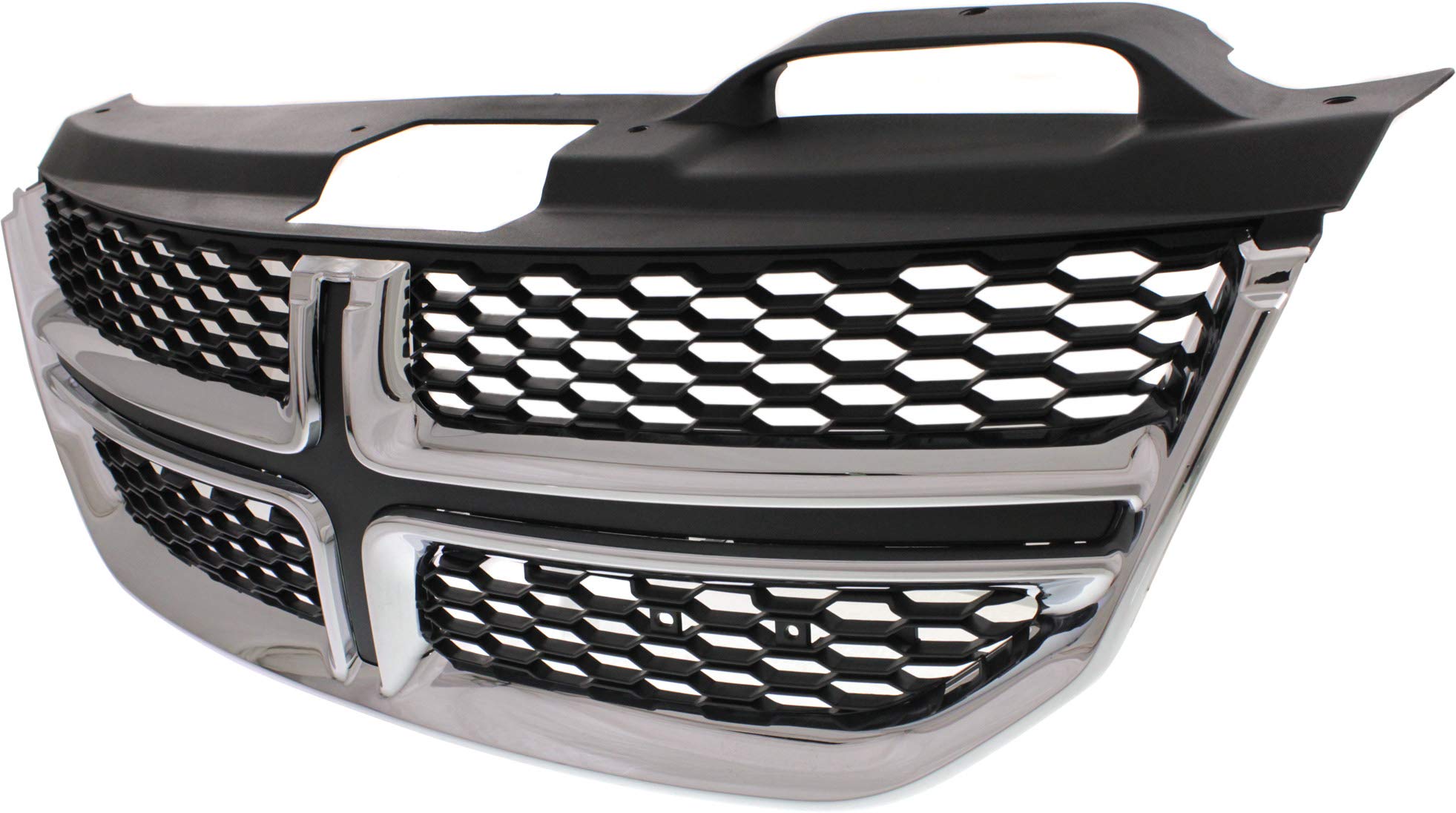 Textured Black Shell Grille with Chrome Molding for Dodge Journey 2011-2020 | Fog Light Delete | Replacement Grille for 2012-2019 Models | Upgrade Your Car's Front Styling