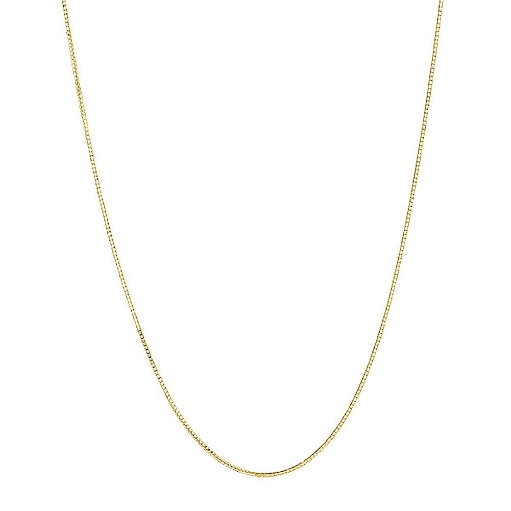 Ritastephens 14K Gold Box Chain Necklace 0.7mm with Lobster Clasp - Elegant Layering Necklace for Women, Perfect for Everyday Wear, Gift Giving & Special Occasions