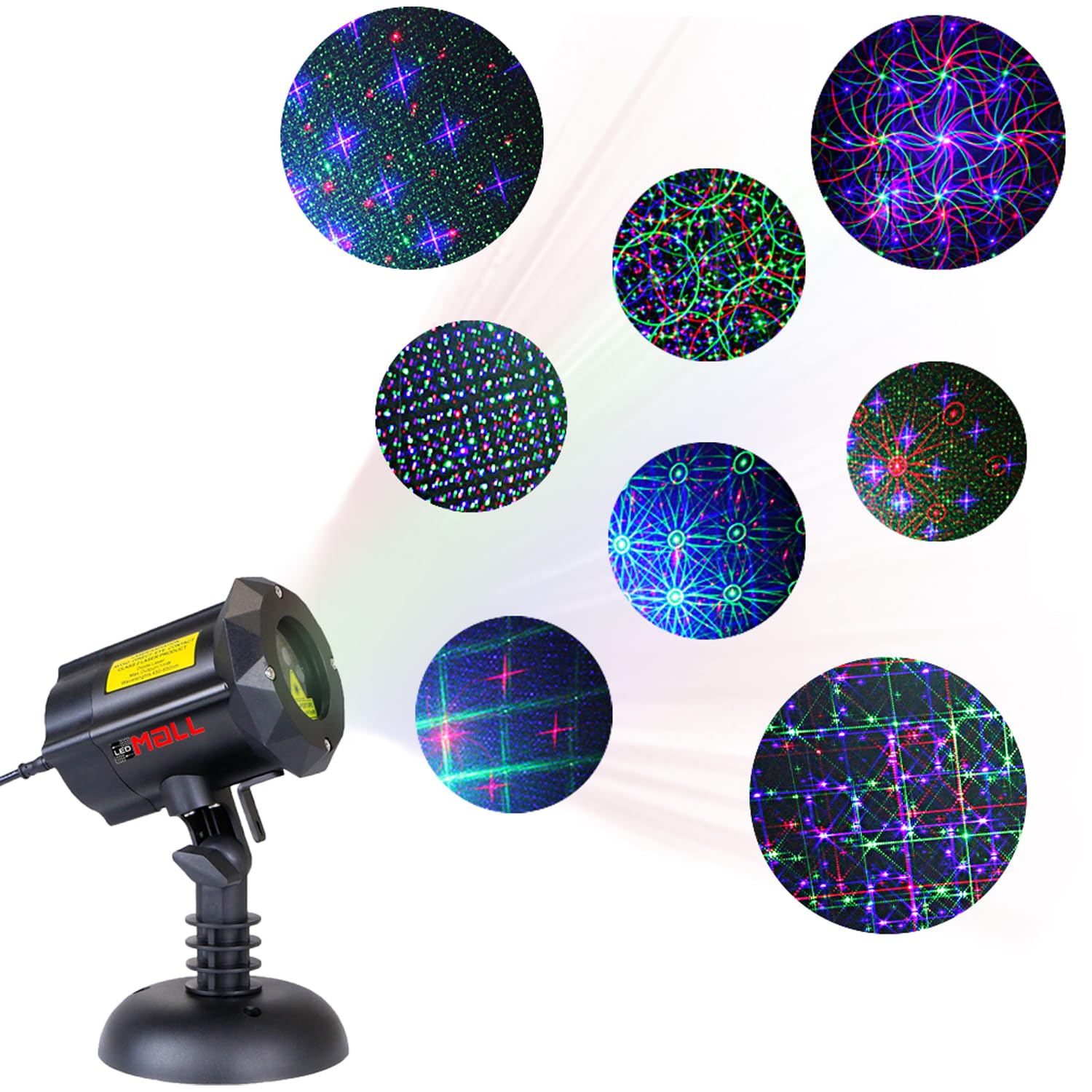 LedMall Motion 8-in-1 RGB Outdoor Christmas Laser Light Projector with Remote Control & Security Lock - Perfect for Holiday Decorations, Yard Lighting, and Home Security