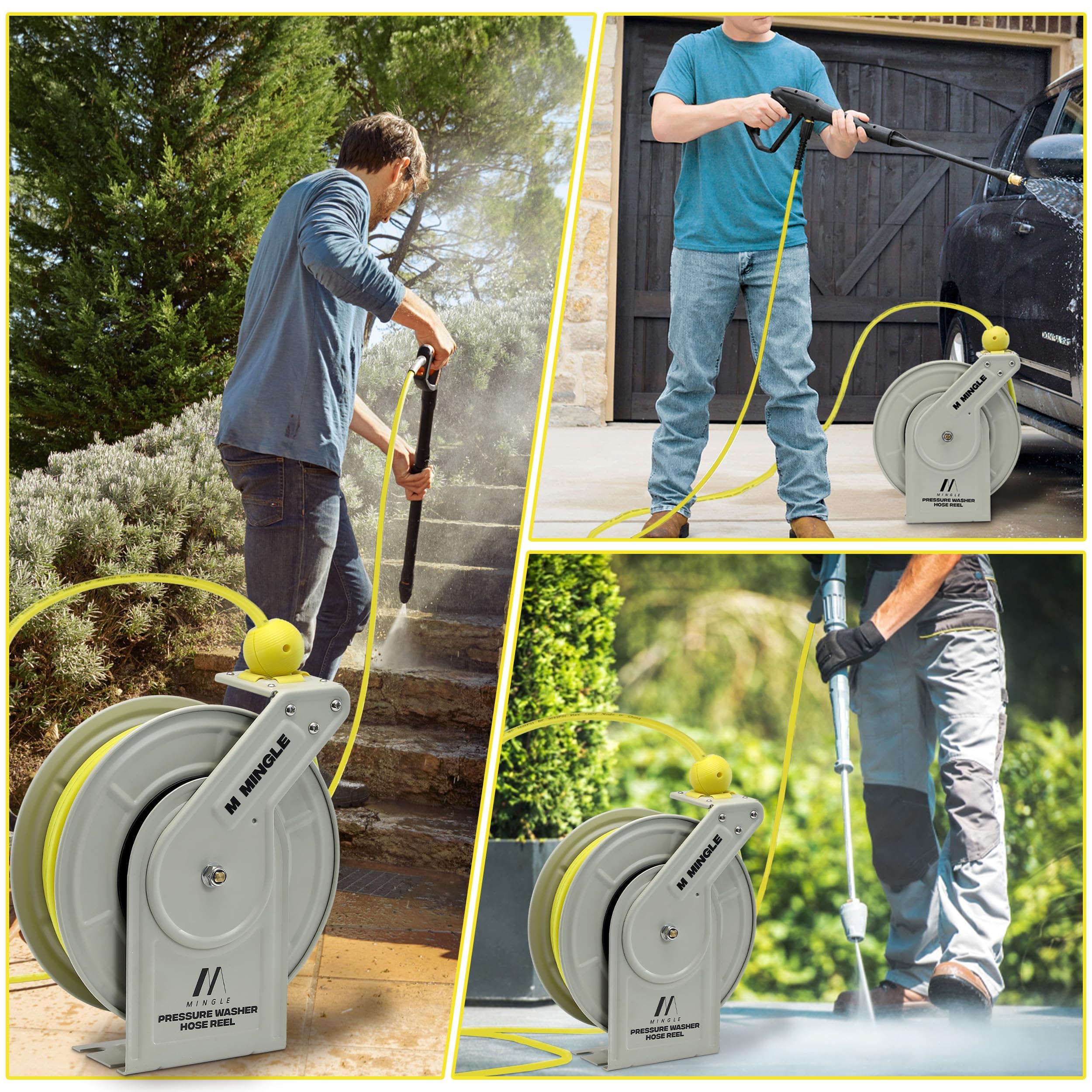 **M MINGLE Retractable Pressure Washer Hose Reel - 1/4