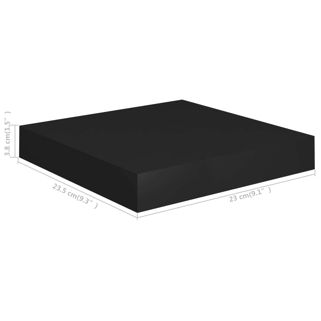 Modern Floating Wall Shelf - Black MDF Ledge Shelf 9.1