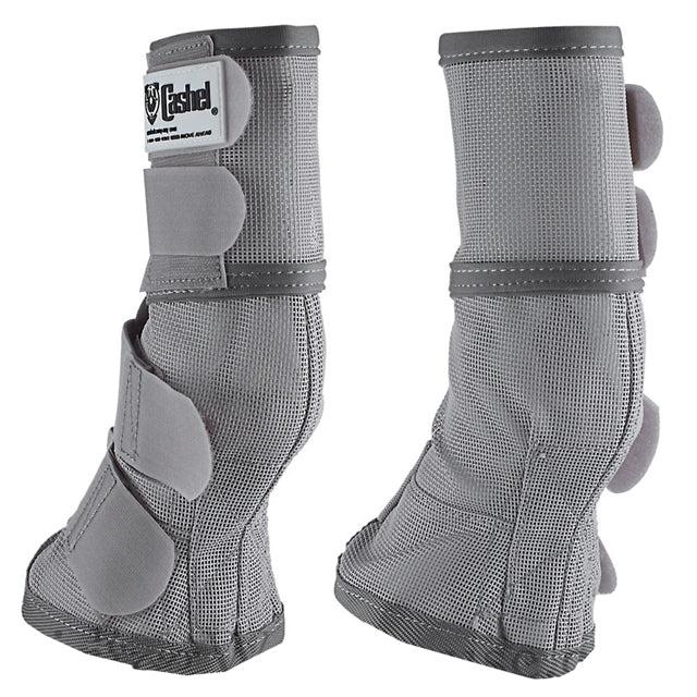 4 Pack Cashel Fly Prevention Mesh Boots for Small Pony & Horse Legs - Grey - Perfect for Summer Pasture, Trail Riding & Fly Protection