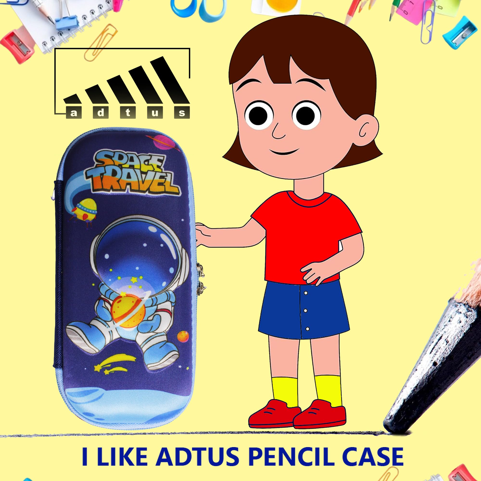 ADTUS 3D Unicorn Pencil Case for Boys & Girls - Durable School Pencil Box with Compass, Kids Pencil Pouch Organizer for School Supplies | Perfect for Classroom, Homework & Art Projects
