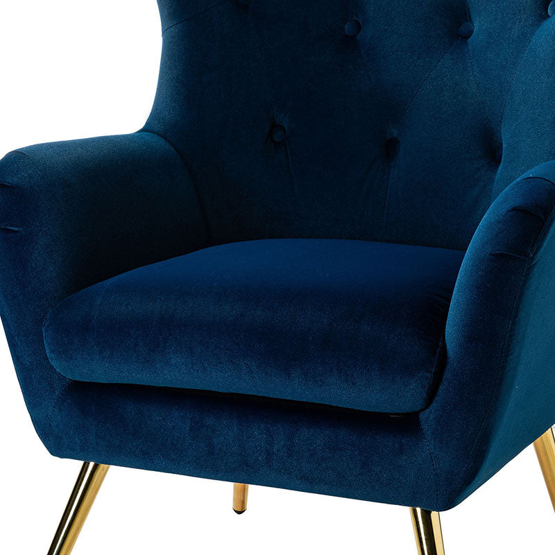 Luxury Isabelle Wingback Velvet Upholstered Armchair - High Back Accent Chair with Sturdy Metal Legs for Living Room, Bedroom & Office Decor