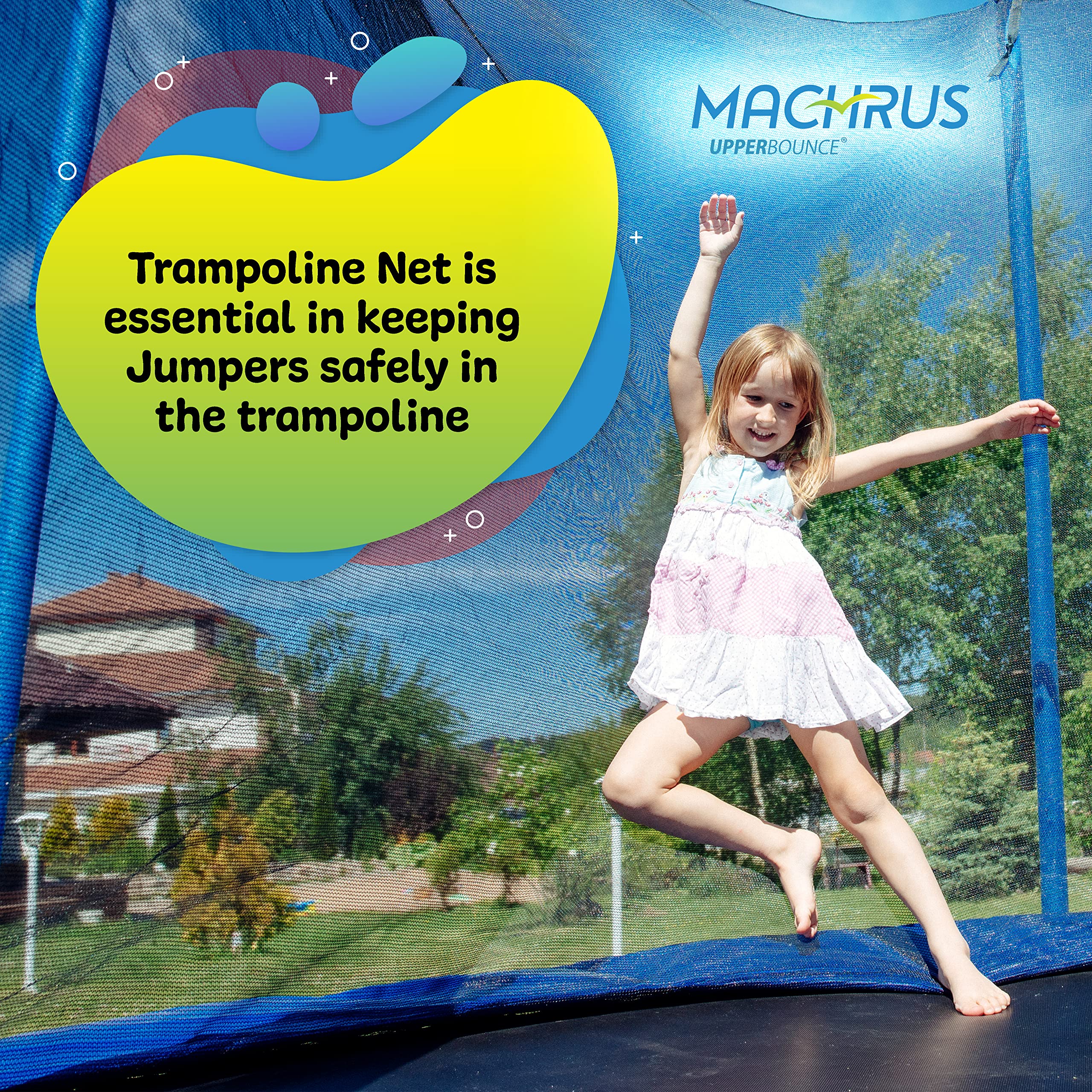Upper Bounce Universal Trampoline Safety Net for Round Frames - Replacement Net Fits Most Trampoline Brands - Durable Outdoor Play & Backyard Fun Accessory