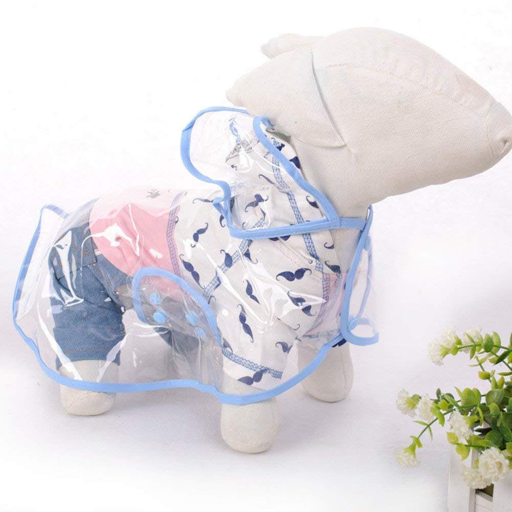 HongGun Waterproof Pet Raincoat - Transparent Dog Rain Jacket for Small Dogs & Cats, Fashionable Puppy Rainwear (XS-Blue) - Perfect for Outdoor Walks & Rainy Day Adventures