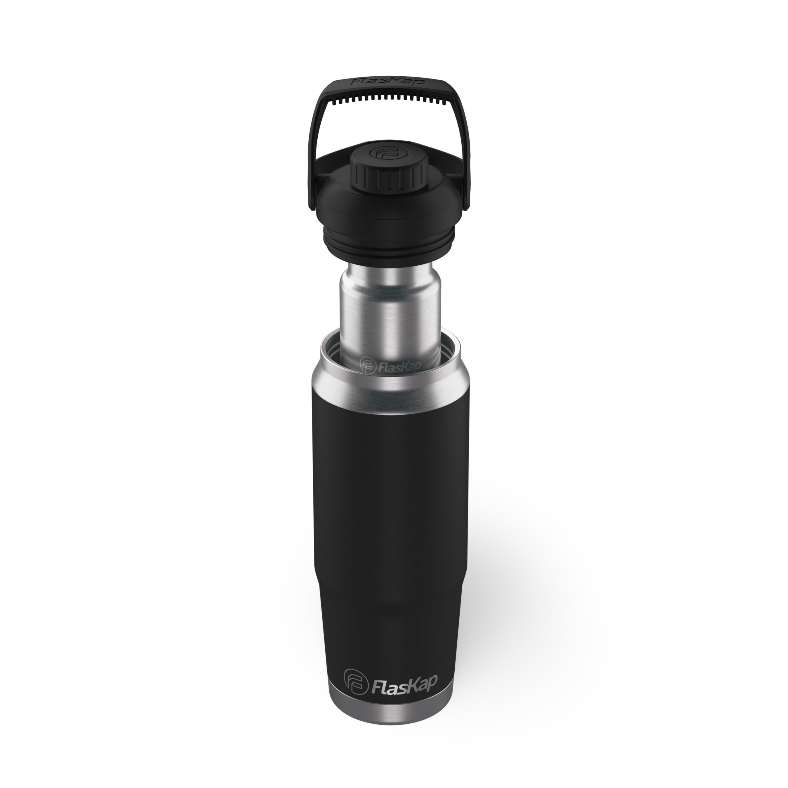 Flaskap FreePour System: 6oz Insulated Tumbler Attachment & 26oz Leak-Proof Cup Holder Friendly Water Bottle - Perfect for Cocktails, Smoothies & On-the-Go Hydration at Gym, Office or Outdoor Adventures