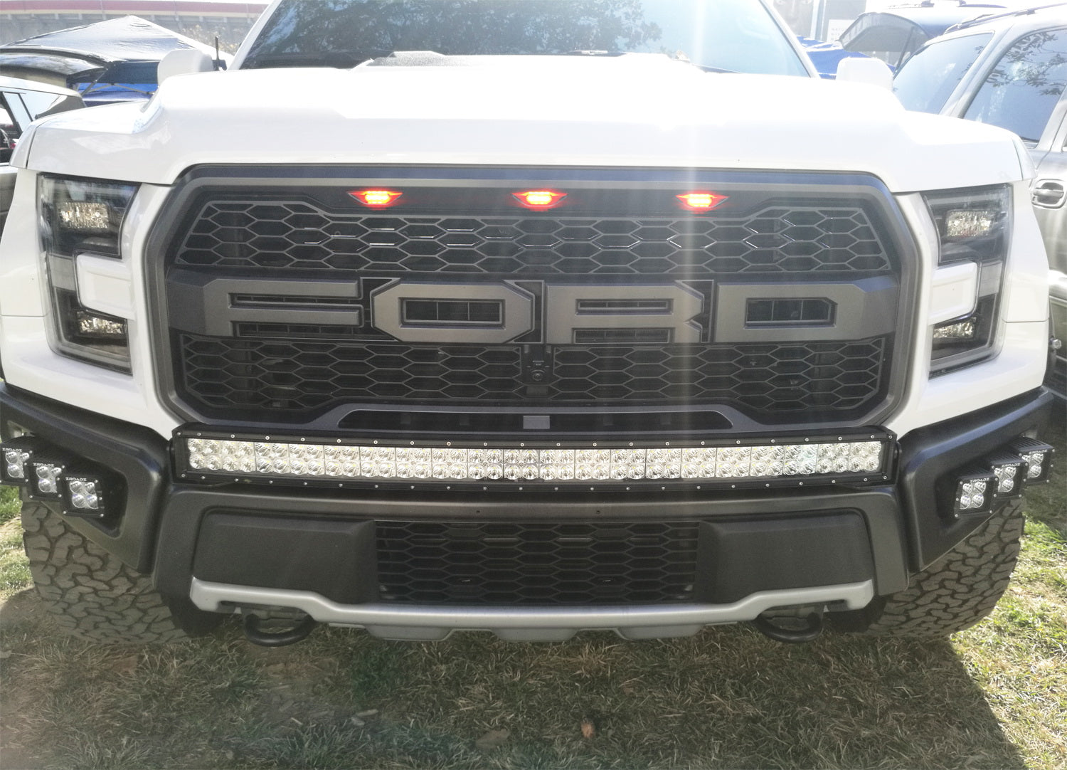 3Pcs Clear 12 SMD Amber Yellow LED Front Grille Running Lights for Ford Raptor - Durable Off-Road Lighting for Trucks & SUVs - Perfect for Night Driving, Foggy Conditions & Off-Road Adventures
