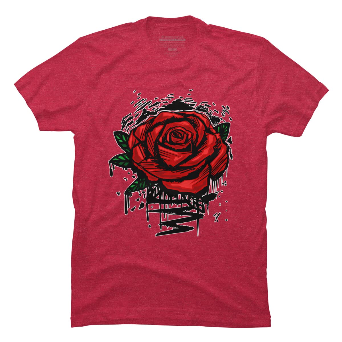 Design By Humans Men's Rugged Rose by Adamzworld Graphic T-Shirt - Soft Cotton Tee for Casual Wear & Street Style Outfits