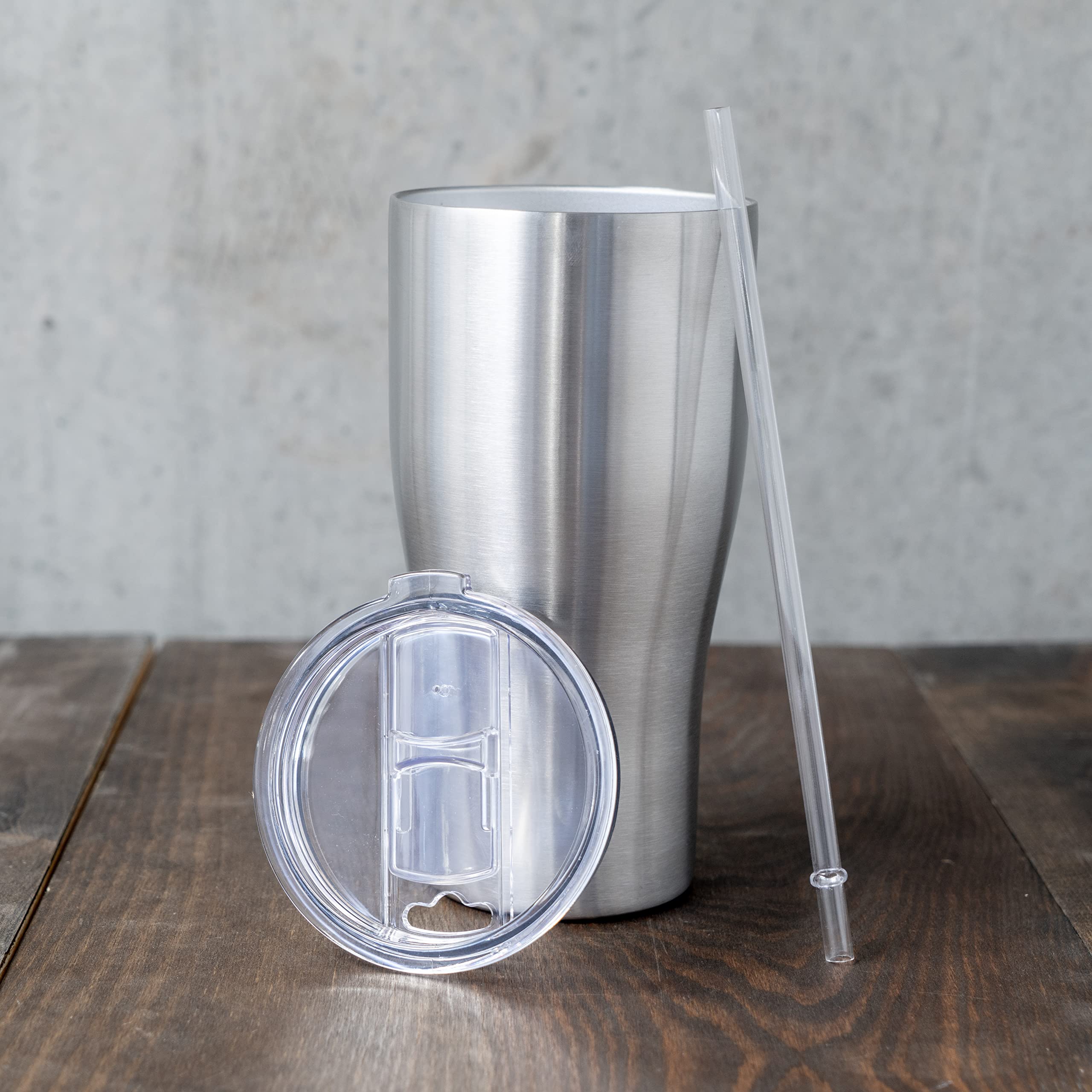 Makerflo Silver 30 oz Curve Stainless Steel Tumbler with Lid & Straw - 12 Pack | DIY Customizable Vacuum Insulated Cup for Epoxy, UV DTF, Vinyl & Laser Engraving (Not for Sublimation) - Perfect for Personalized Gifts, Parties, Office Use & Outdoor Activities