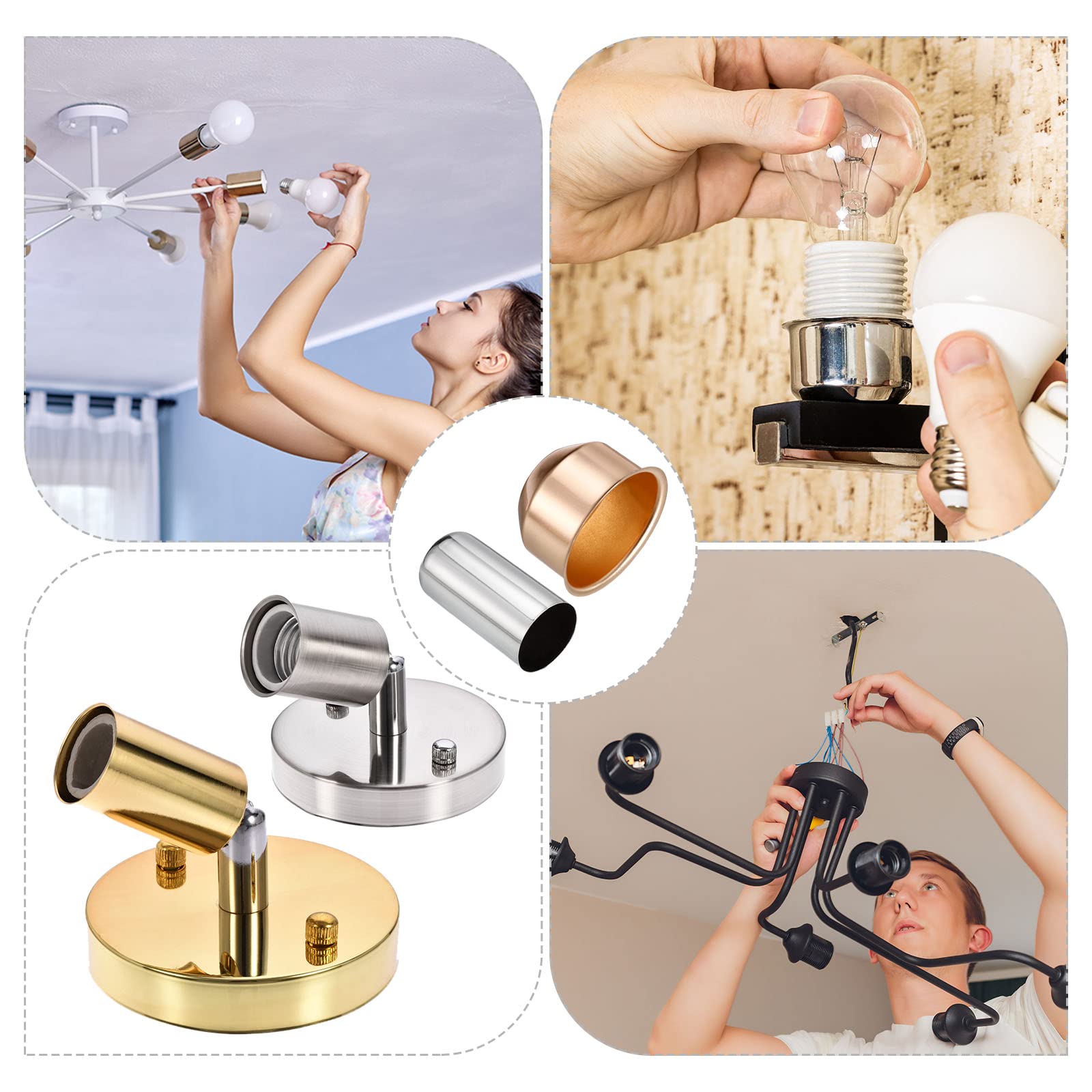 6 Pack PATIKIL E14 Lamp Socket Cup - Bronze Lamp Base Holder Cover Sleeve for Chandelier, Wall & Ceiling Lights | Decorative Lighting Accessories for Home, Bedroom, Living Room, Dining Room