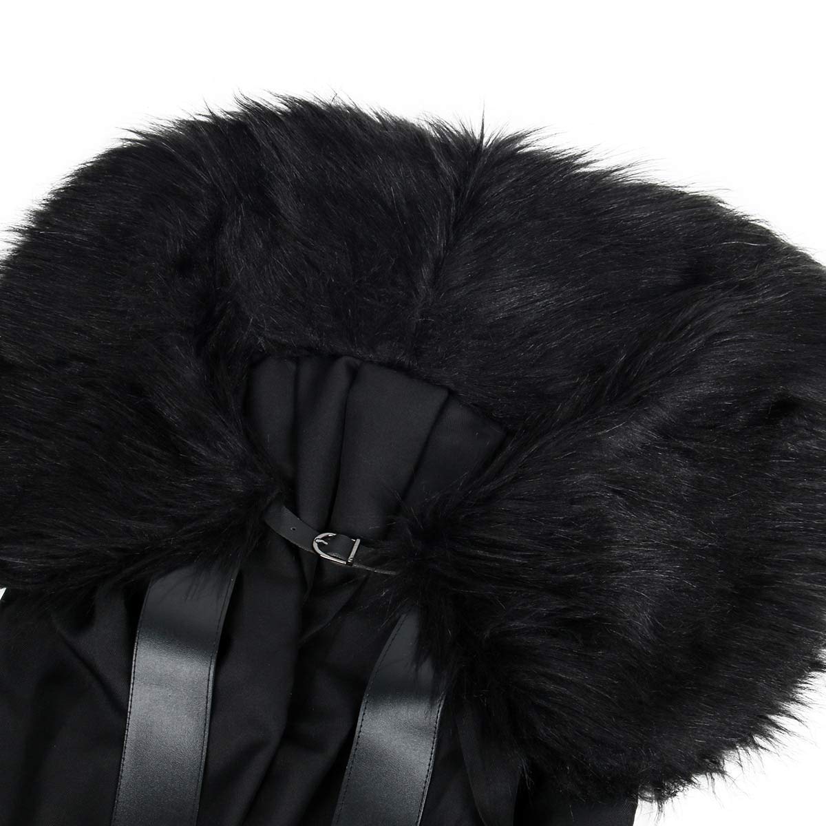 Jon Snow Knight's Watch Costume Cloak for Men - Game of Thrones Halloween Cosplay Outfit, Medieval Black PU Cape with Hood - Perfect for Halloween Parties, Cosplay Events & Renaissance Fairs
