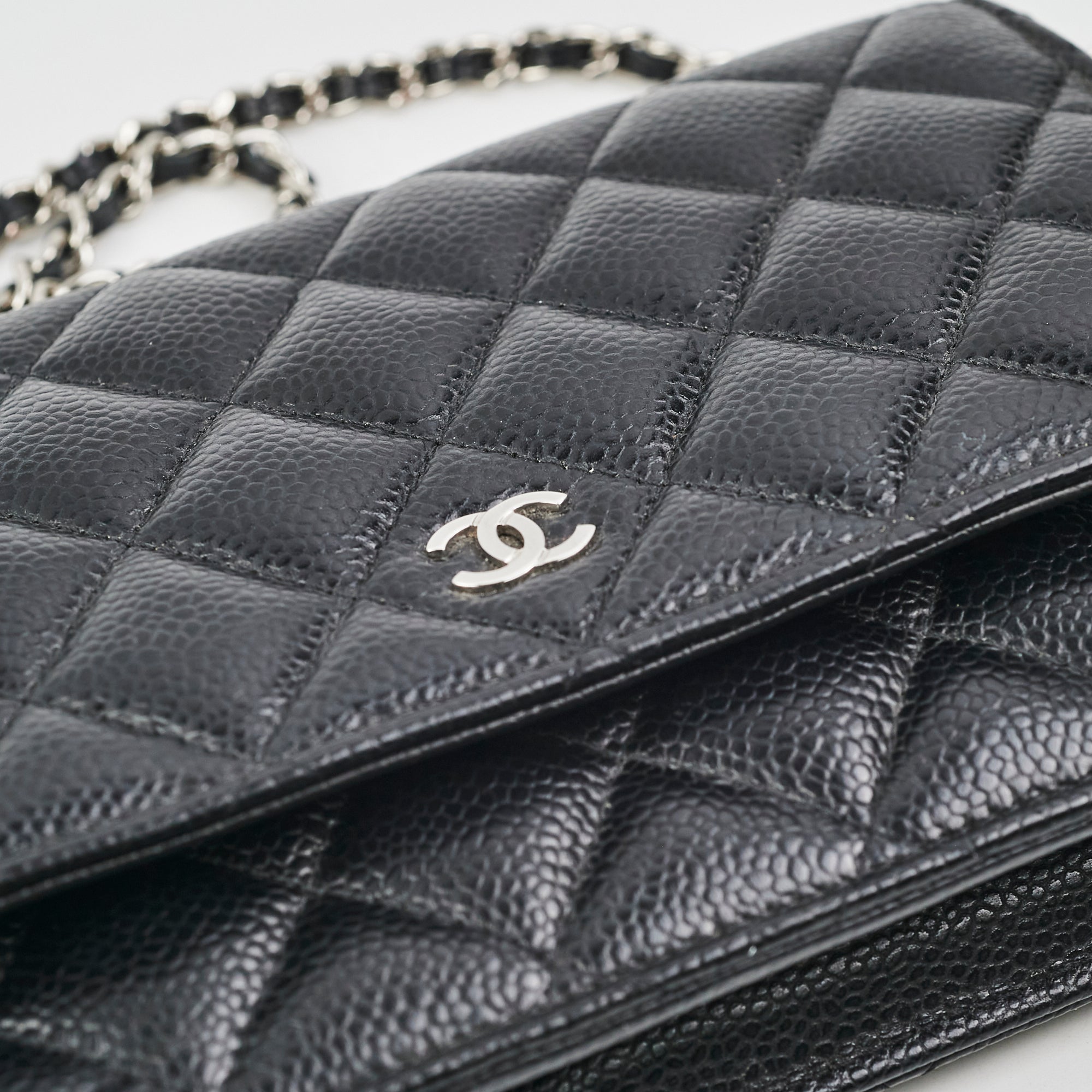Chanel Caviar Leather Wallet on Chain WOC Crossbody Bag Black with Microchip - Perfect for Everyday Use, Parties & Special Occasions