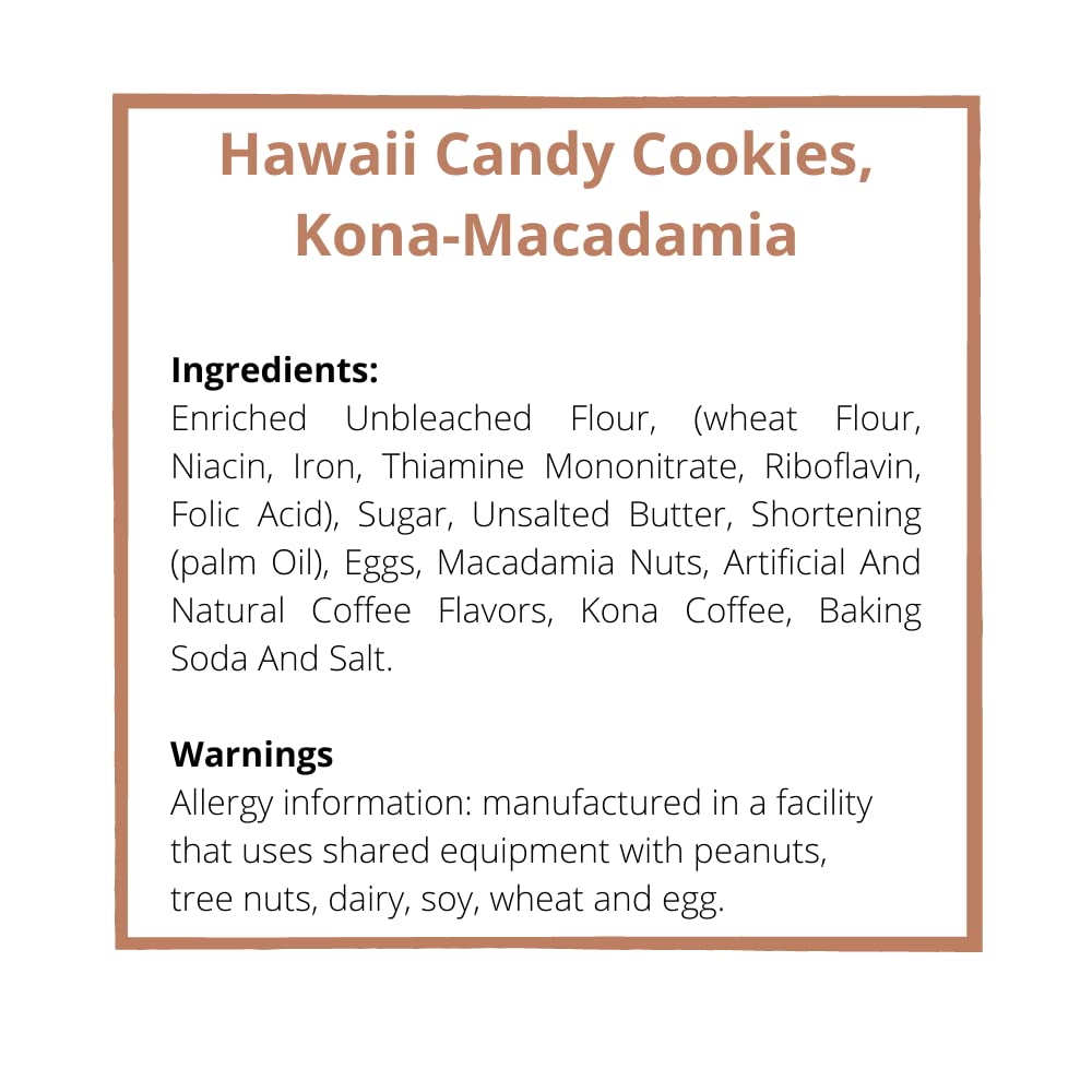 Premium Kona Coffee Macadamia Nut Cookies from Hawaii - Authentic Hawaiian Treat - Healthy Snack Pack (5 oz) - Perfect for School Lunches, Office Snacks & Gift Baskets