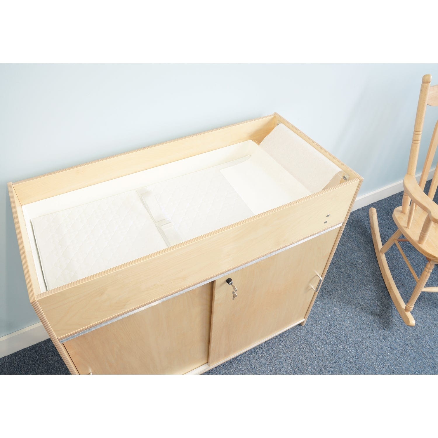 Whitney Brothers EZ Clean Birch Baby Changing Table with 6 Storage Trays - Perfect for Nursery, Daycare & Home Organization