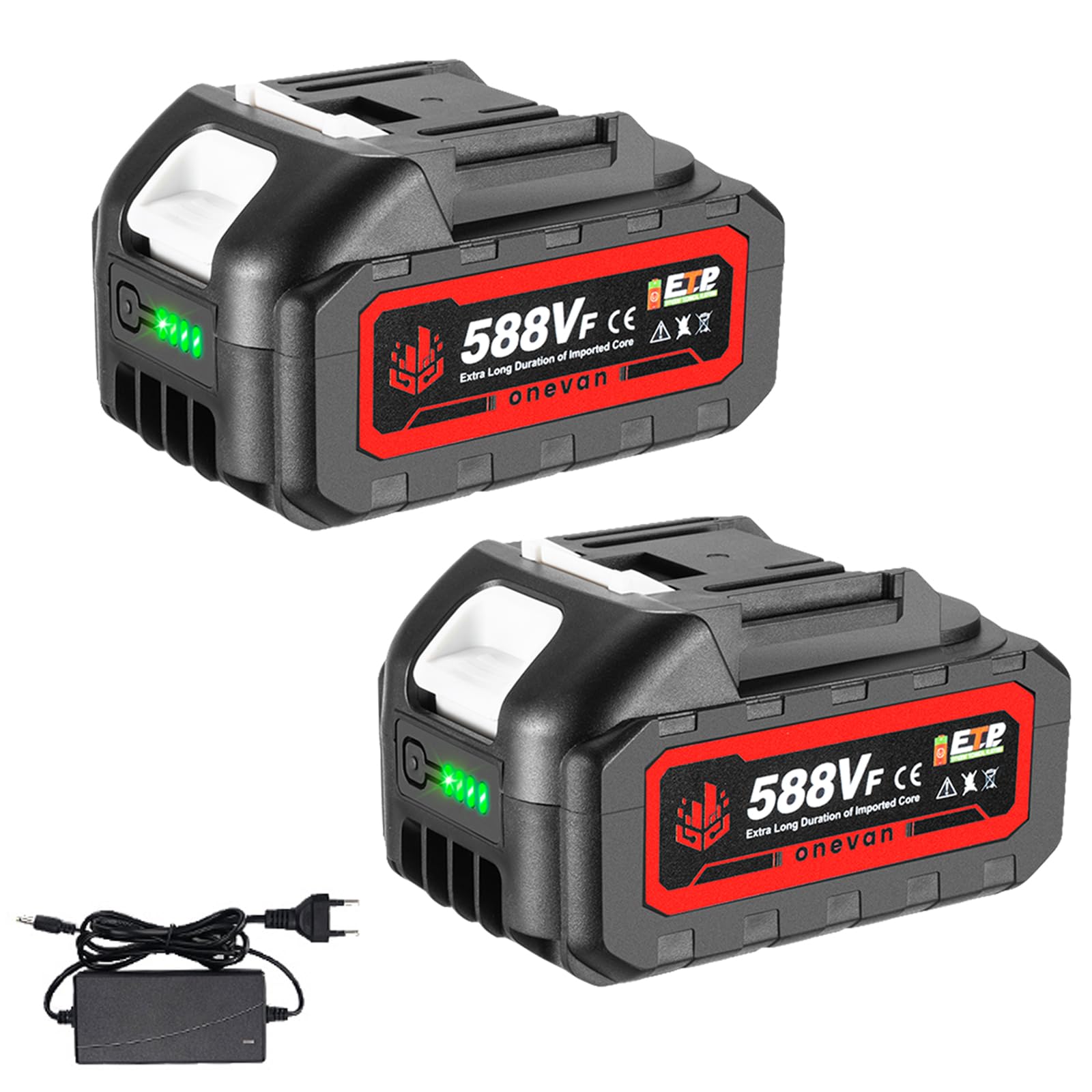 ONEVAN 3.0Ah Lithium-Ion Battery & Charger Set with LED Indicator - Replacement Battery for All Onevan Power Tools | Compatible with Makita Batteries (1 Battery + Charger Included) - Perfect for Drilling, Sawing & DIY Home Improvement Projects