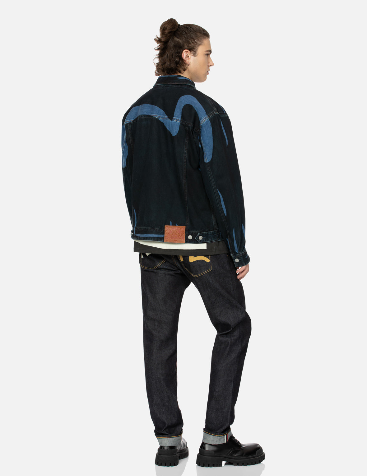 Vintage Overdye Logo & Seagull Relaxed Fit Denim Jacket for Men - Casual Streetwear, Layering Essential for Fall & Spring Outfits