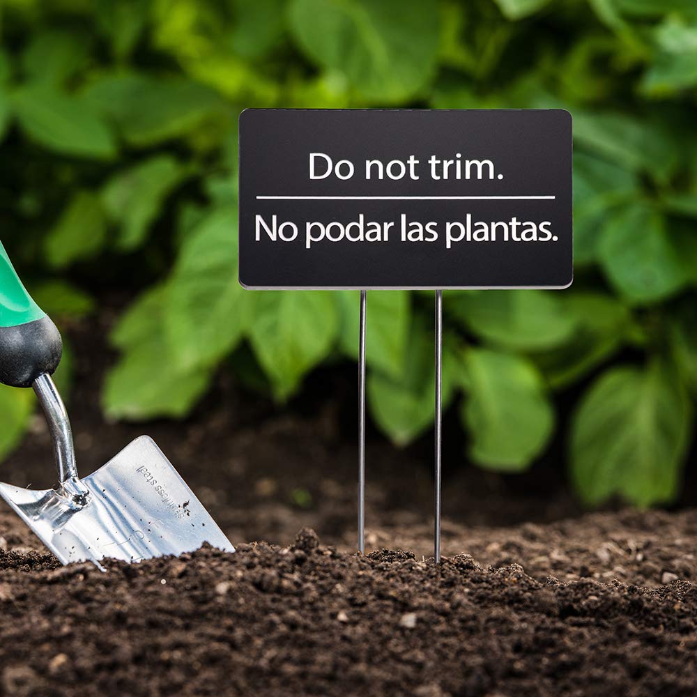 Bilingual Acrylic Yard Signs - Set of 2 Black Garden Markers for Plants | Weatherproof Outdoor & Indoor Use for Lawn, Farm, Greenhouse