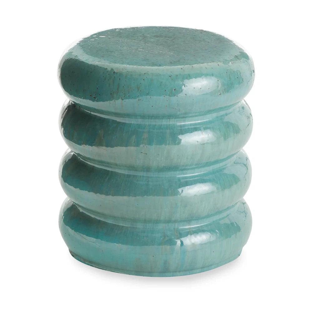 18 Inch Torus Ceramic Outdoor Garden Stool - Modern Patio Furniture for Poolside, Backyard Decor & Outdoor Seating