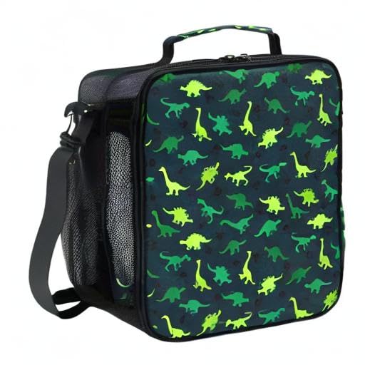 Dinosaur Insulated Lunch Box with Handle - Leakproof Square Meal Bag for Kids, Women, Men | Perfect for School, Work, Office, Picnic & Travel | Cute Dino Design for Boys & Girls