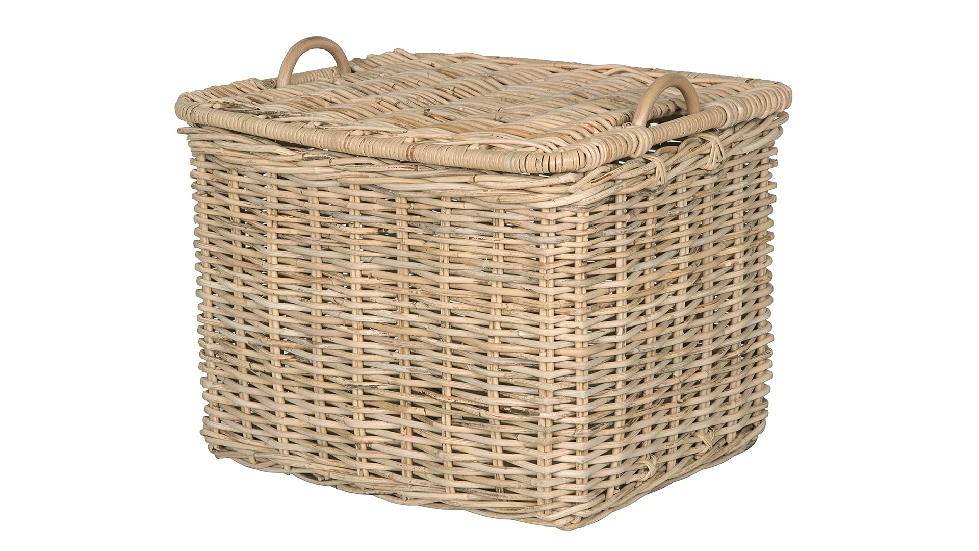 KOUBOO Large Rattan Core Rectangular Storage Basket with Lid - Natural Wicker Basket for Home Organization, Laundry Hamper, Toy Storage & Kitchen Supplies | Perfect for Living Room, Bedroom & Bathroom Decor
