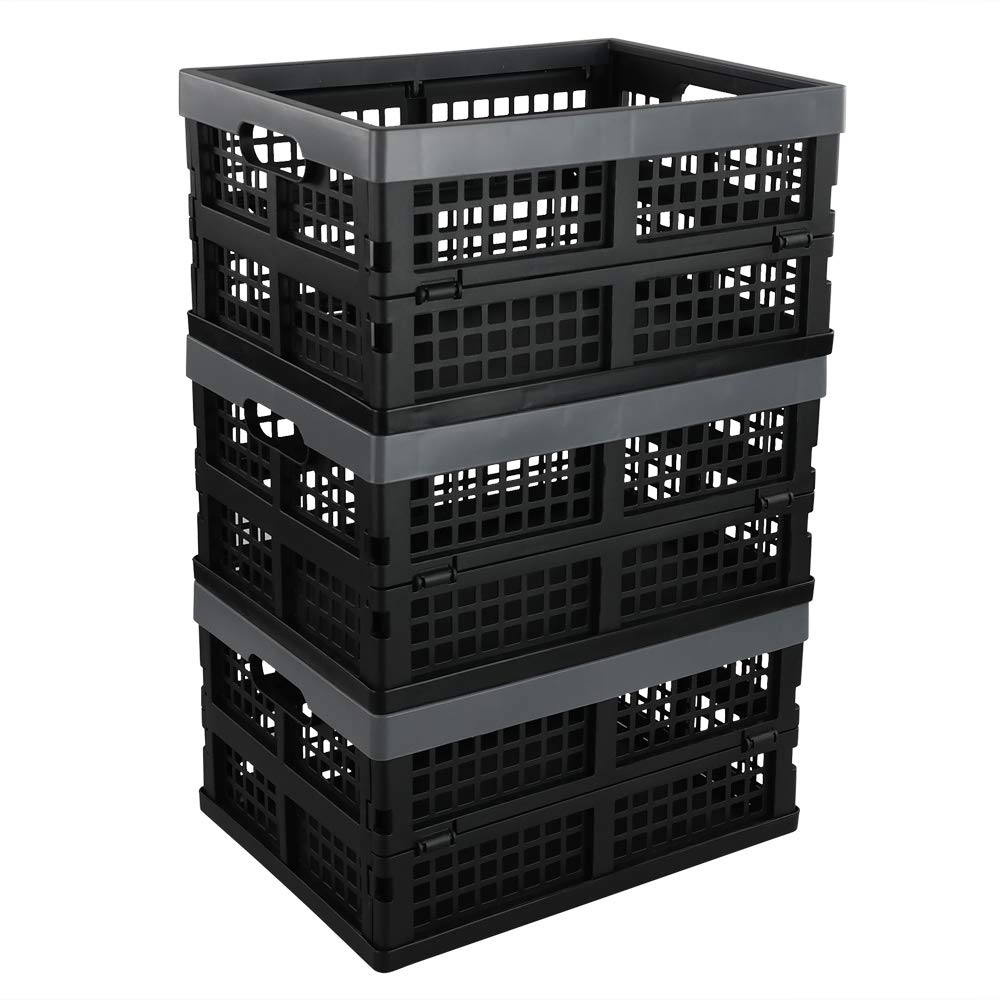 Anbers 3-Pack 16 Quart Foldable Plastic Storage Crates - Small Collapsible Bins for Home Organization | Perfect for Pantry, Closet, Laundry Room & Toy Storage