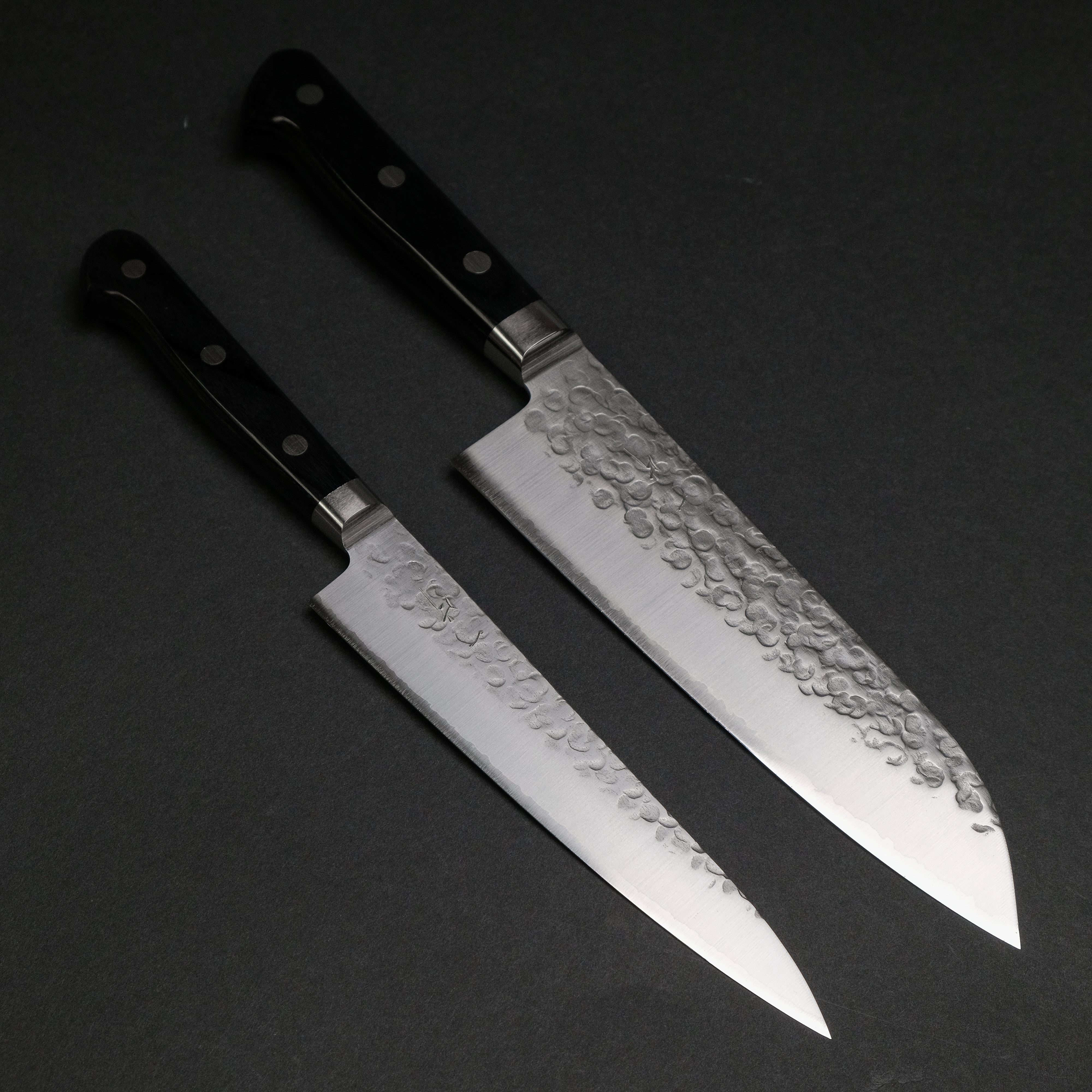 Hitohira T10 Tsuchime Japanese Knife Set - 150mm Petty & 165mm Santoku - High Carbon Steel Kitchen Knives for Slicing, Dicing & Chopping - Perfect for Home Chefs & Professional Cooking