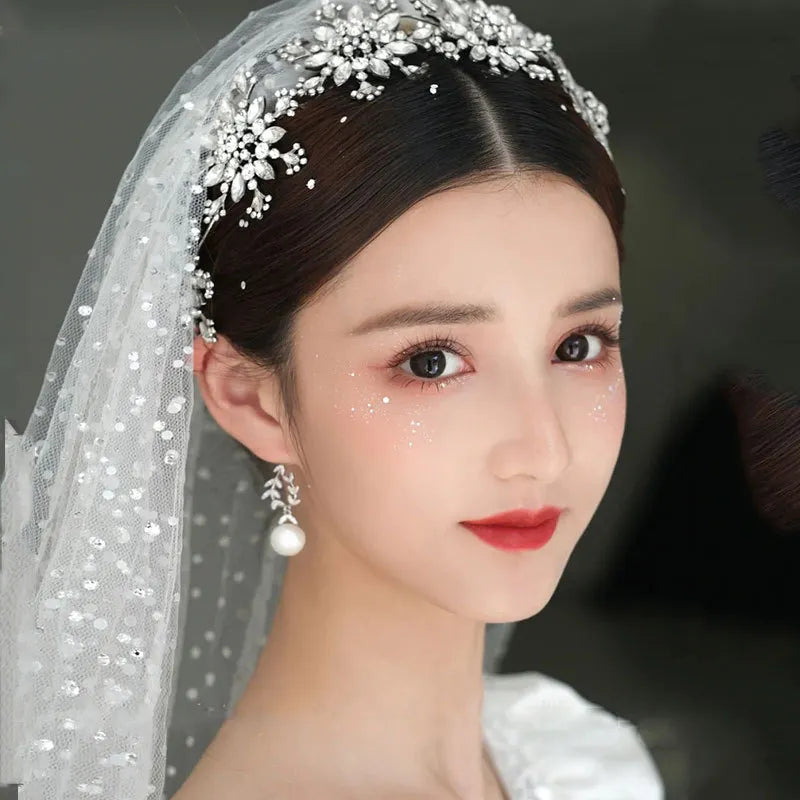 Luxury Crystal Snowflake Hairband Floral Bridal Tiara Baroque Crown for Weddings, Prom, Pageants & Special Occasions