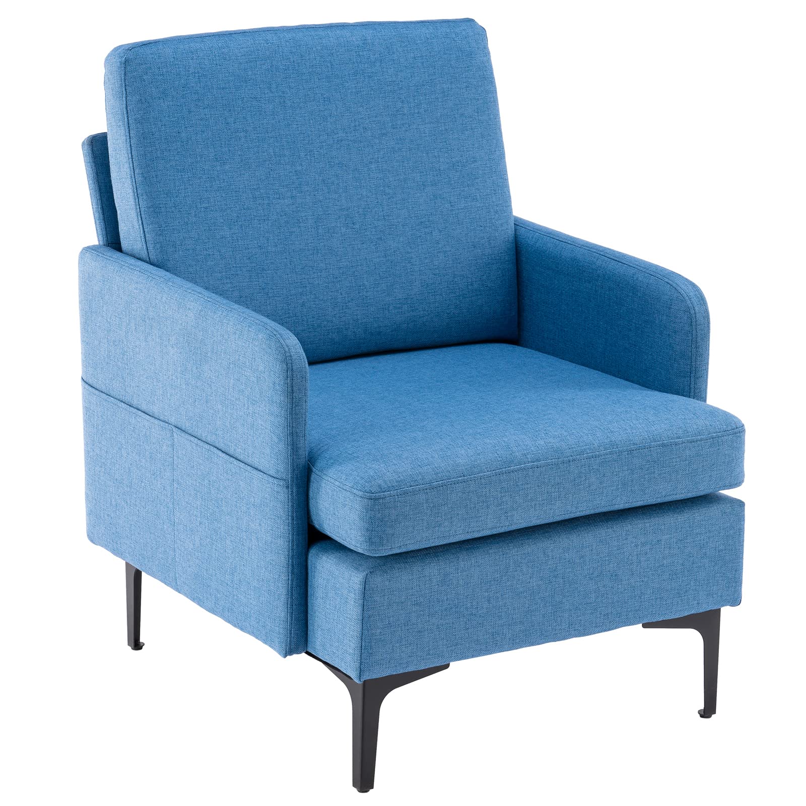 JASOYA Lounge Chair - Comfortable Single Sofa Accent Chair for Bedroom, Living Room & Guestroom - Blue Velvet Upholstered Modern Chair - Perfect for Reading Nook, Home Office or Cozy Corner Relaxation