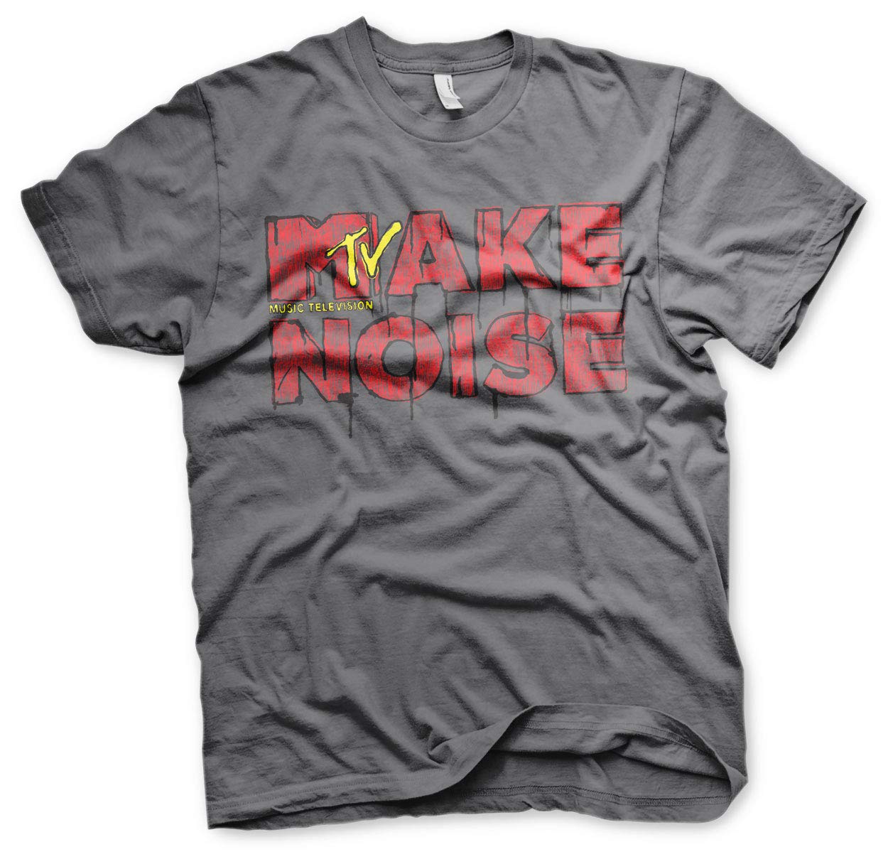 MTV Officially Licensed Make Noise Men's Graphic T-Shirt - Dark Grey Cotton Tee for Concerts, Parties & Casual Wear