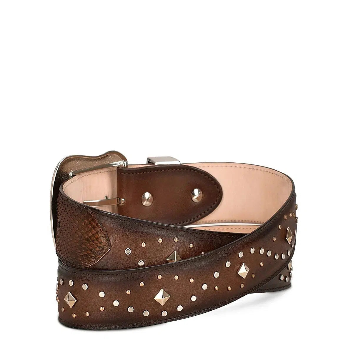 CDA06PI Genuine Leather Western Cowgirl Belt with Python Embossing for Women - Perfect for Rodeo, Country Music Festivals & Boho Fashion
