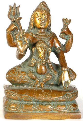 Handcrafted Brass Sculpture of Baby Ganesha Sitting on Lord Shiva's Lap | Hindu God Statue for Home Altar, Office Decor & Spiritual Gift