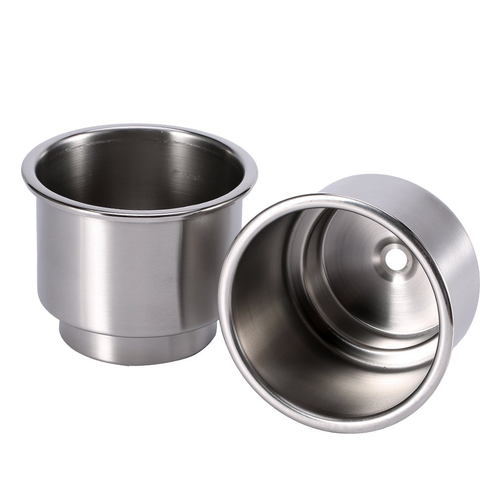Premium Stainless Steel Cup Holder Inserts for Cars, Boats & RVs - 2-Pack Durable Drink Holders - Marine-Grade Beverage Holder Replacement for Auto, Boat & Camping Use - Perfect for Road Trips, Fishing & Outdoor Adventures