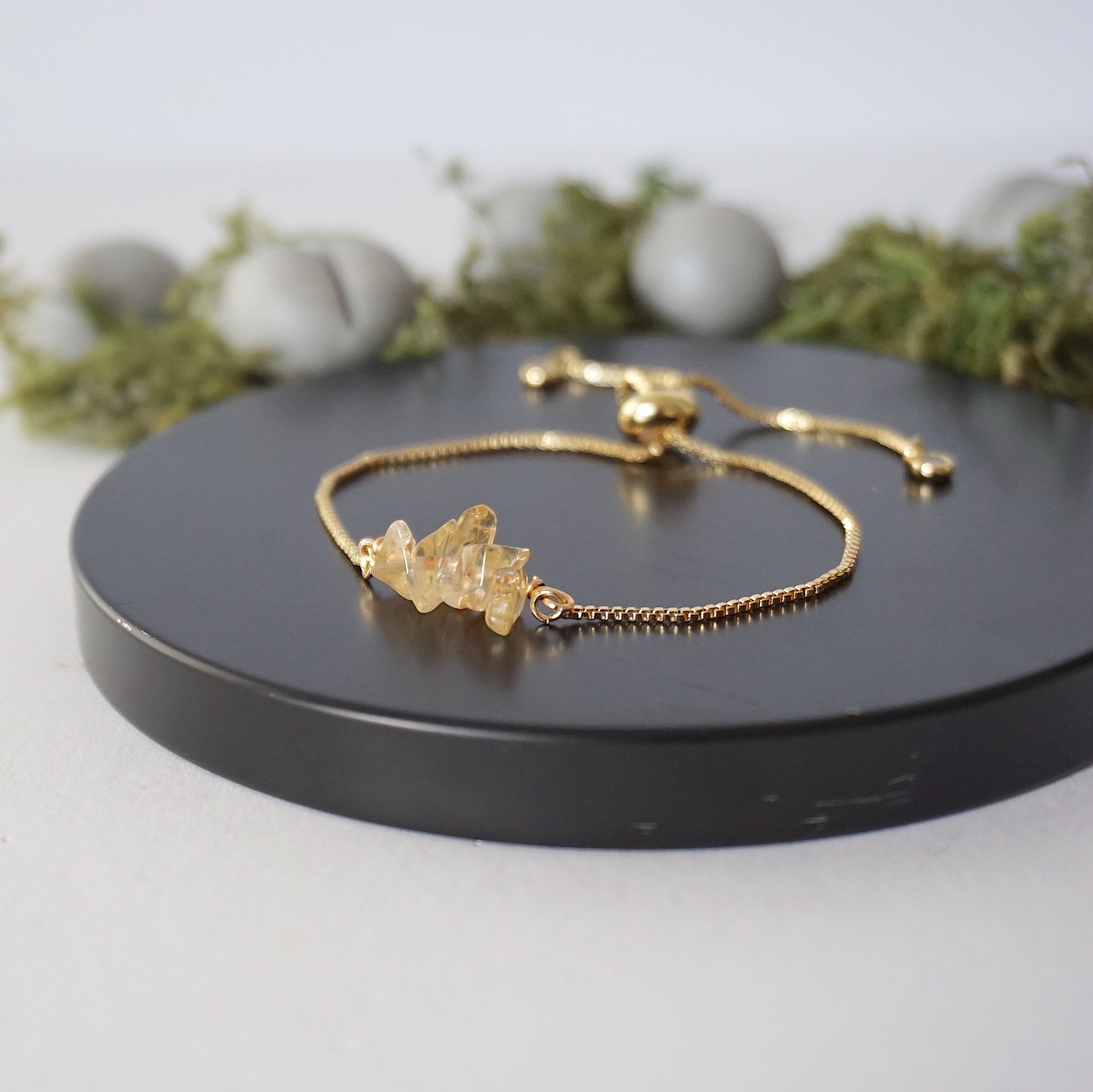 Gold Plated Adjustable Citrine Bolo Crystal Bracelet for Women - Elegant Bohemian Jewelry for Everyday Wear & Special Occasions