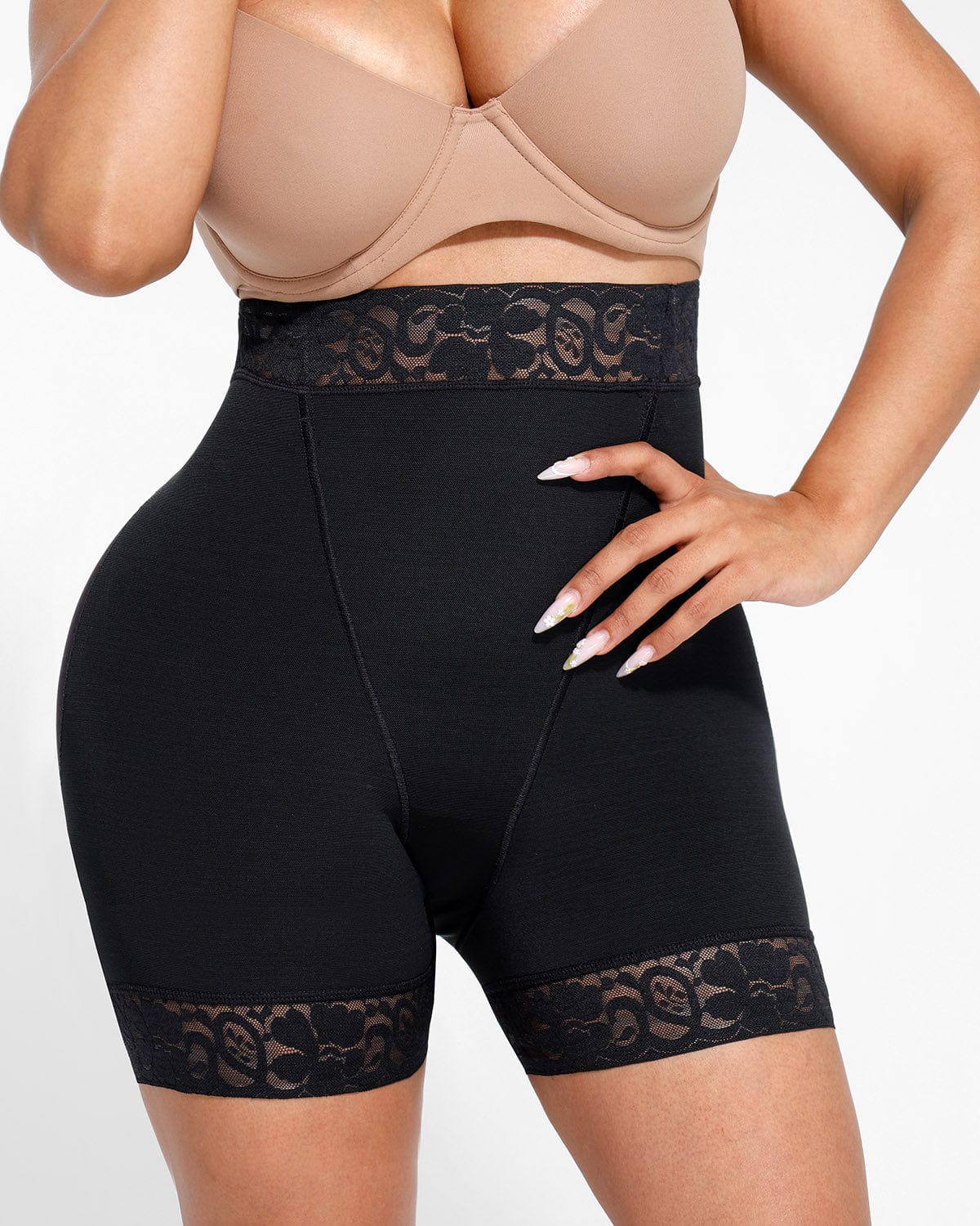 AirSlim® Mid Rise Lace Butt Lifting Shorts for Women - Shapewear for Tummy Control & Booty Enhancement - Perfect for Gym, Yoga & Everyday Wear