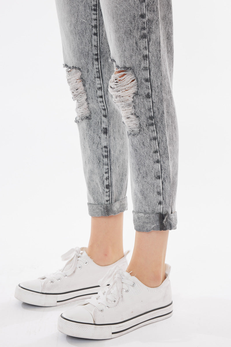 Akali Ultra High Rise Paperbag Boyfriend Jeans - Women's Trendy Stretch Denim Pants for Casual Outfits & Streetwear Fashion