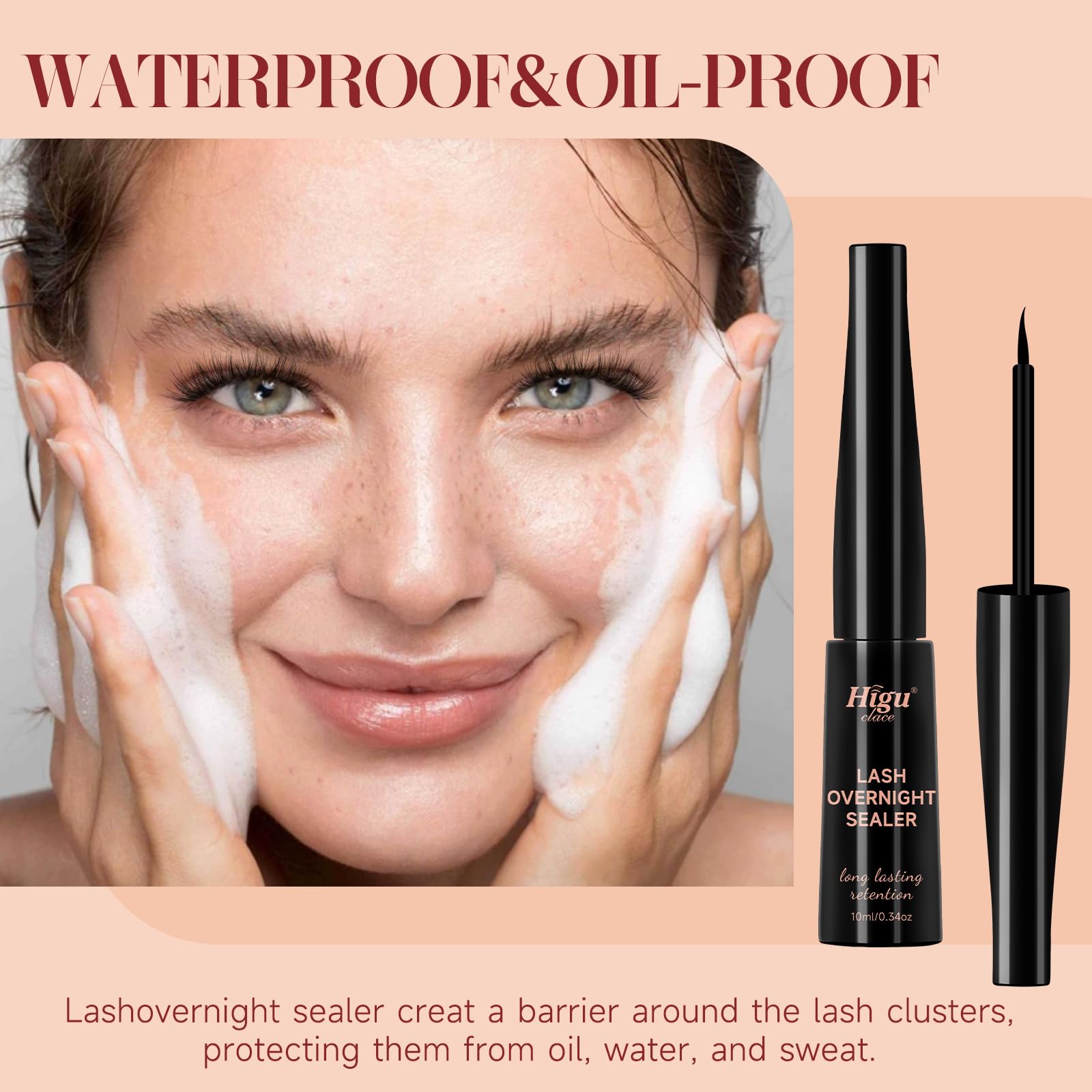 Waterproof Black Lash Sealant for Eyelash Extensions - 10ml Overnight Lash Coating, Long Lasting Cluster Lashes Bond After Brush | Perfect for Salon Professionals & DIY Lash Extensions at Home