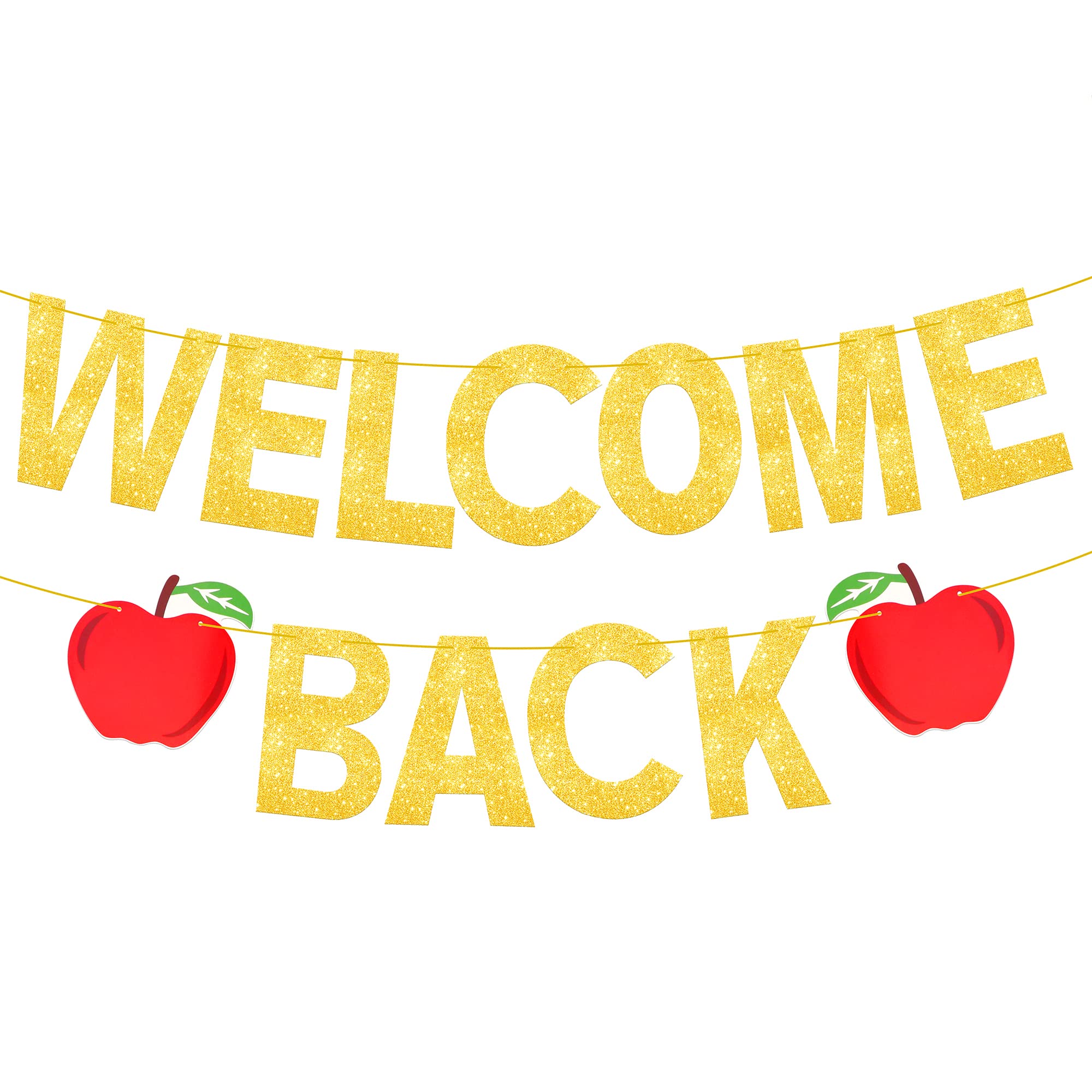 KatchOn 10ft Glitter Welcome Back to School Banner - Apple Themed Classroom Decorations for First Day of School | Perfect for Bulletin Boards, Classroom Walls & School Events