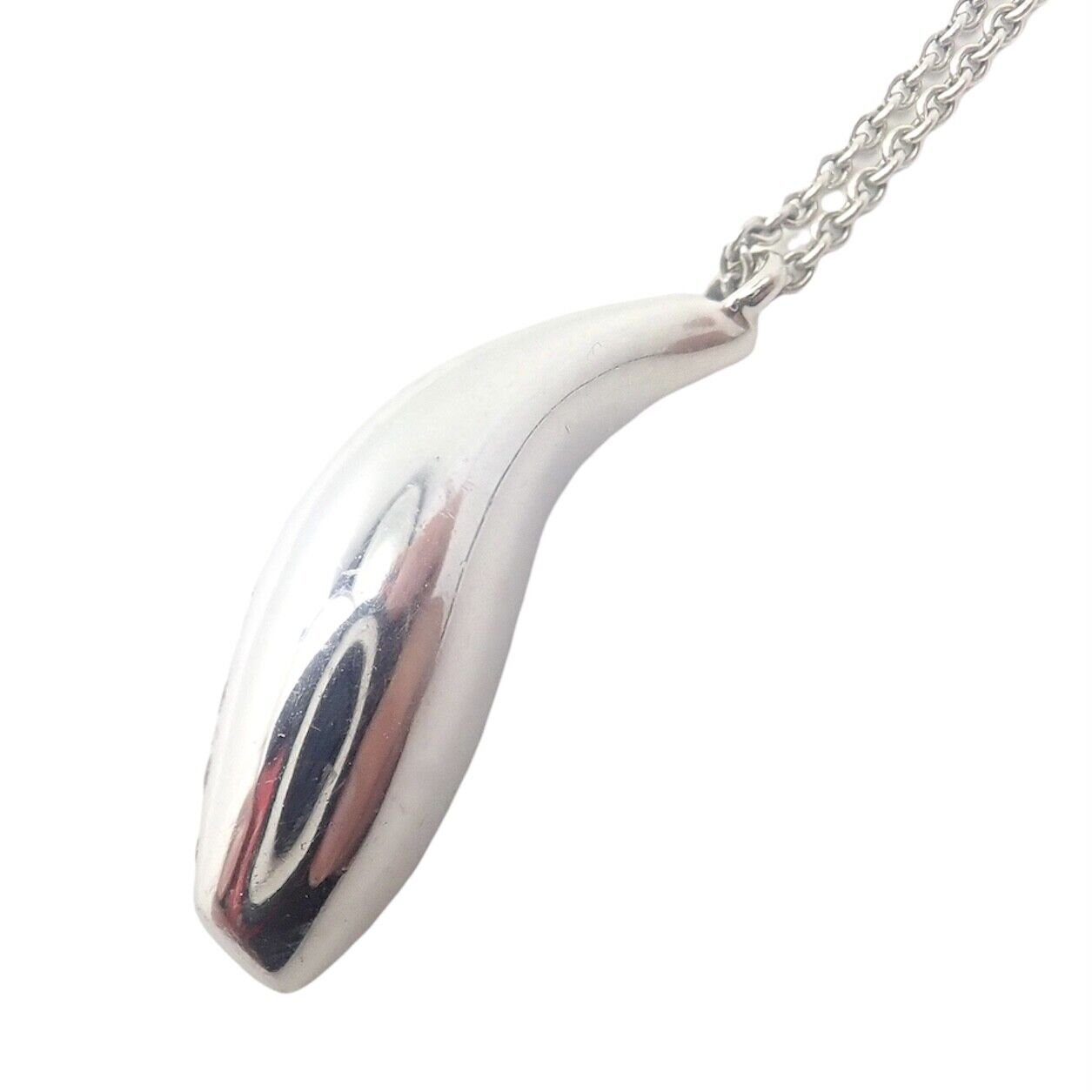 Authentic Tiffany & Co 18K White Gold Frank Gehry Diamond Fish Pendant Necklace - Elegant Jewelry Gift for Women, Perfect for Anniversaries & Special Occasions