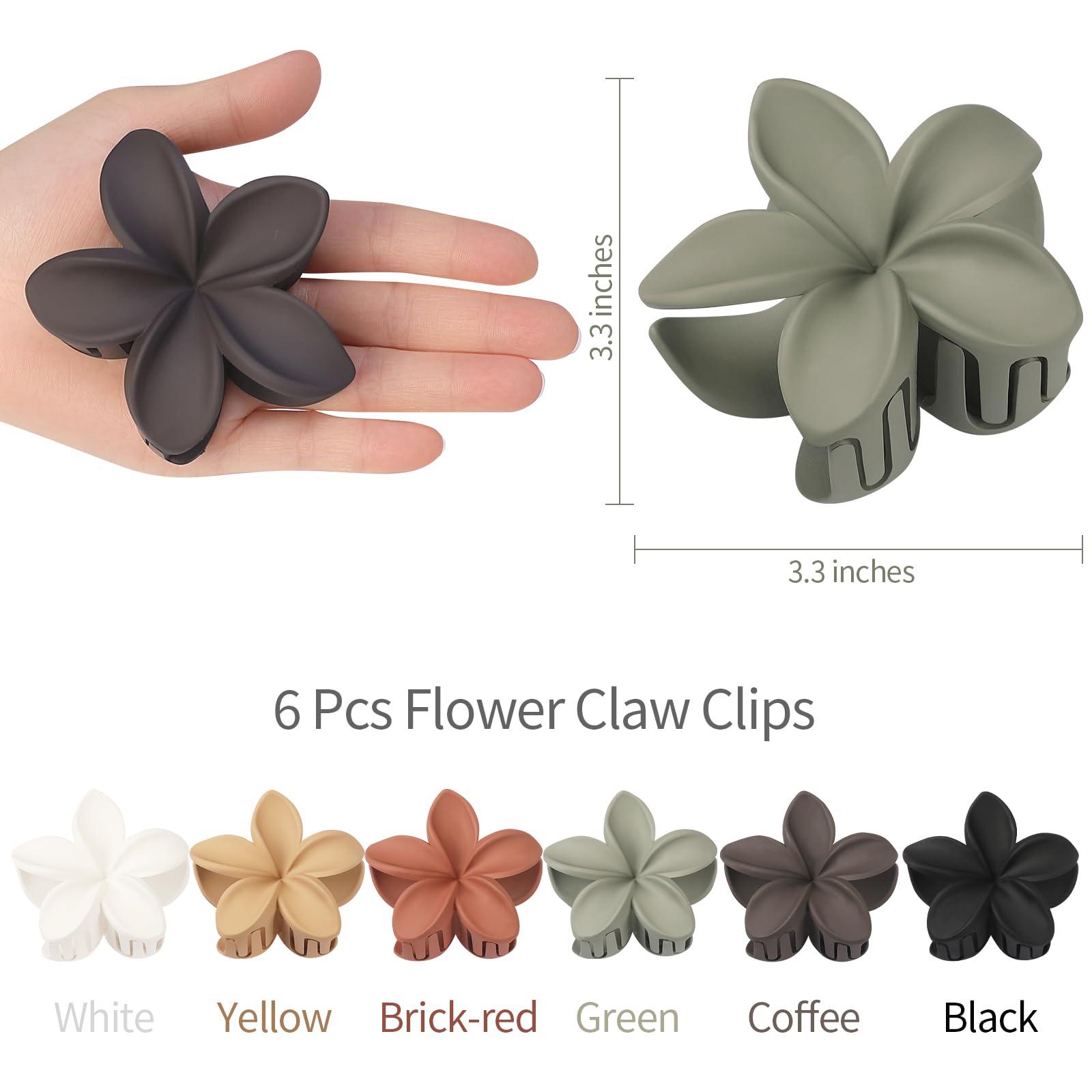 6Pcs Large Flower Hair Clips for Women - Beach & Summer Styling