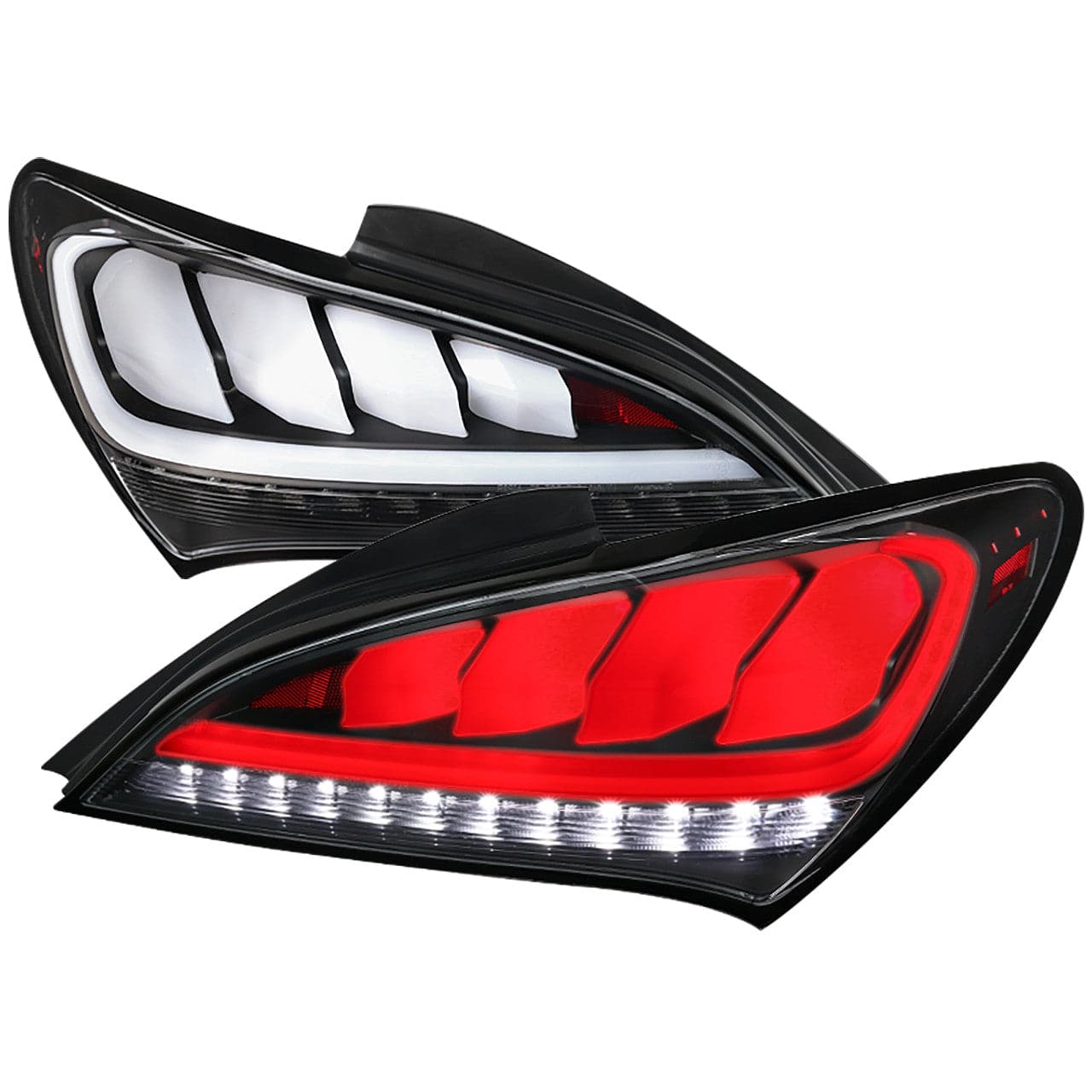 Spec D Tuning Black Housing Clear Lens Sequential LED Tail Lights for 2010-2016 Hyundai Genesis Coupe - Left & Right Pair Assembly - Enhanced Visibility & Style for Night Driving & Car Shows