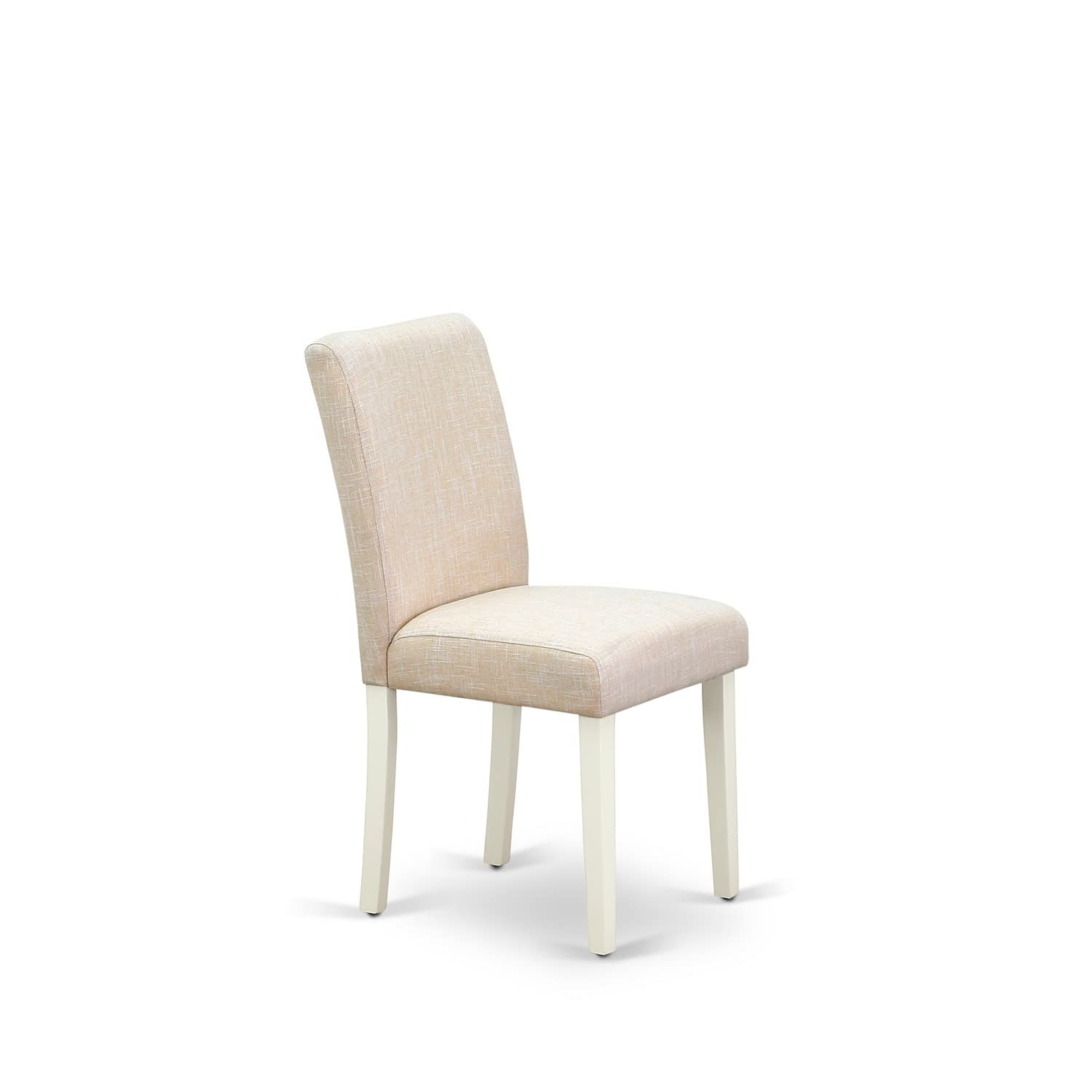 East West Furniture BOAB3-LWH-02 3-Piece Round Kitchen Table Set with 2 Upholstered Chairs for Small Spaces - 42x42 Inch, Light Beige Linen Fabric, White Finish - Perfect for Apartments, Breakfast Nooks & Cozy Dining Areas